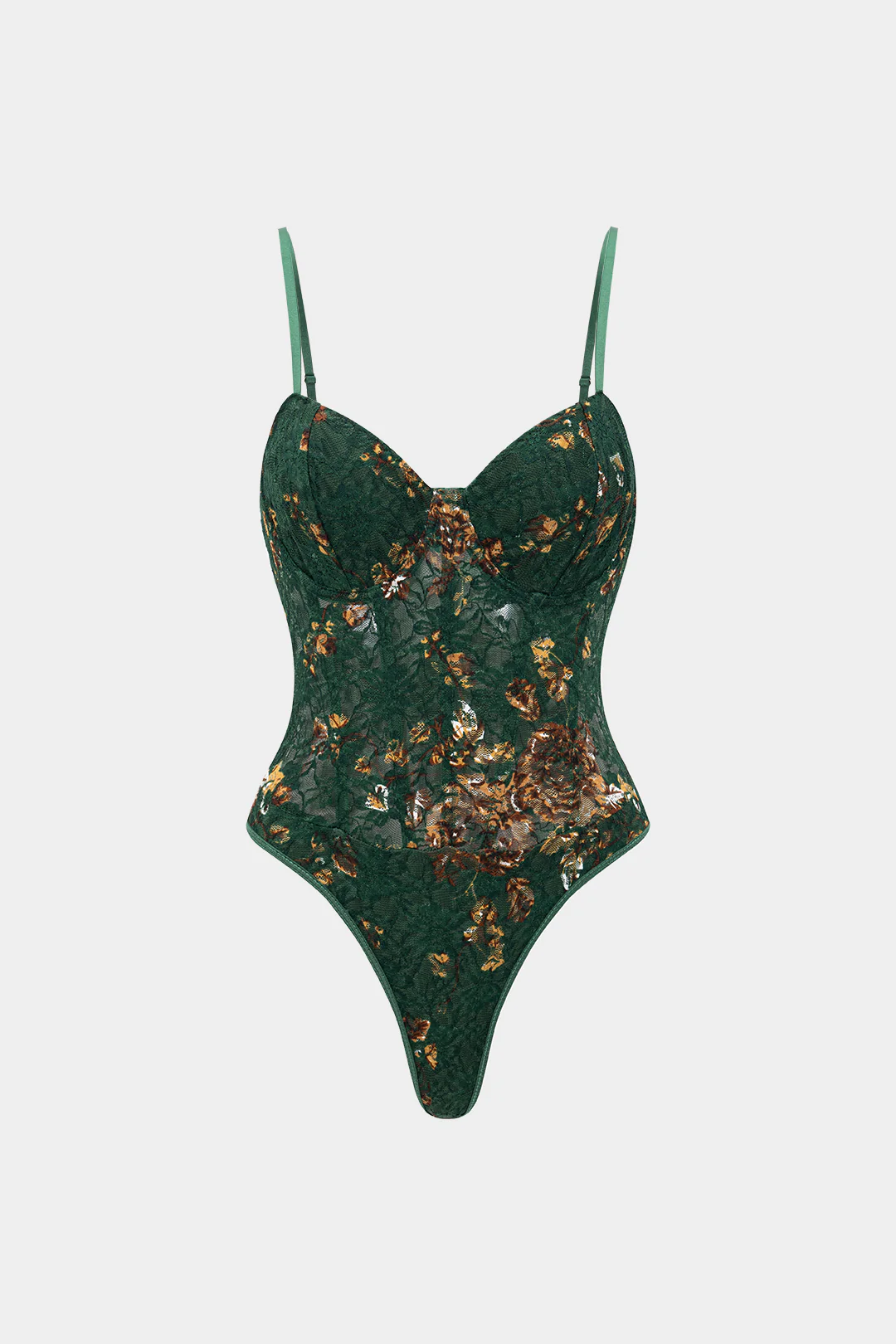 Floral Print Embroidery Bustier Corset Slip Sleeveless Bodysuit - Weenar