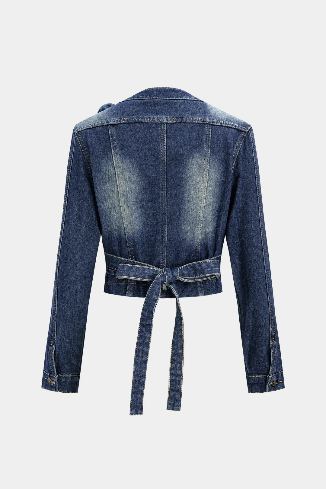 Denim Crossed Tie-Back Asymmetrical Outerwear - Weenar