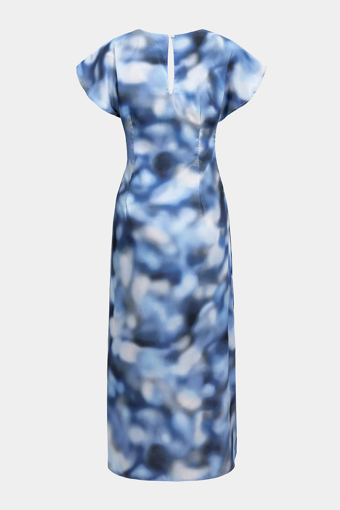 Tie Dye Print Chiffon Hollow Out Side Slit Sleeveless Maxi Dress - Weenar