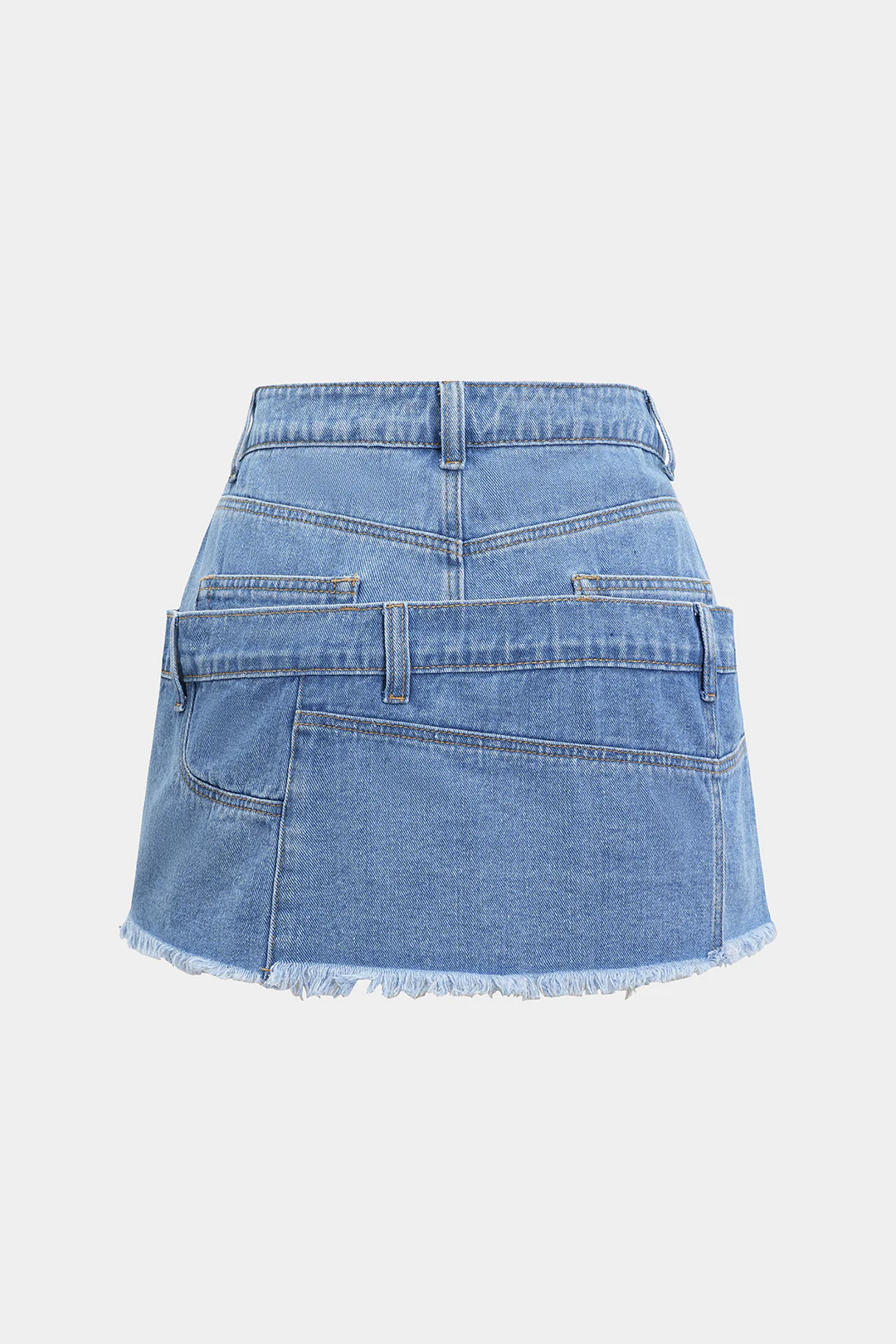 Denim Asymmetrical Pocket Button Skirt - Weenar
