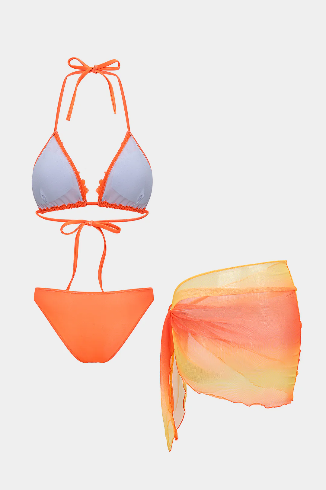Ombre Print 3D Floral Tie-Up Asymmetrical Bikini Set - Weenar