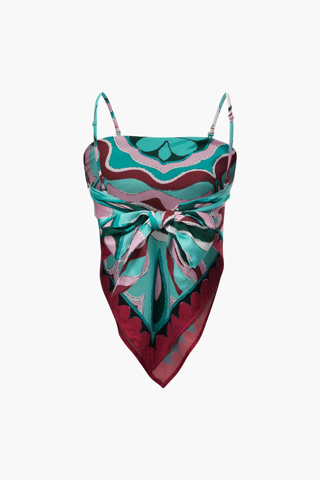 Art Print Asymmetrical Tie-Up Tube Top - Weenar