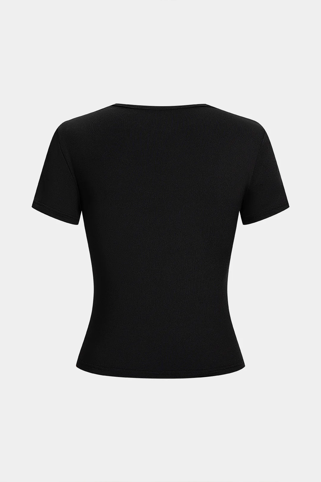 Metallic Round Neck Cut Out Short Sleeve T-Shirt - Weenar