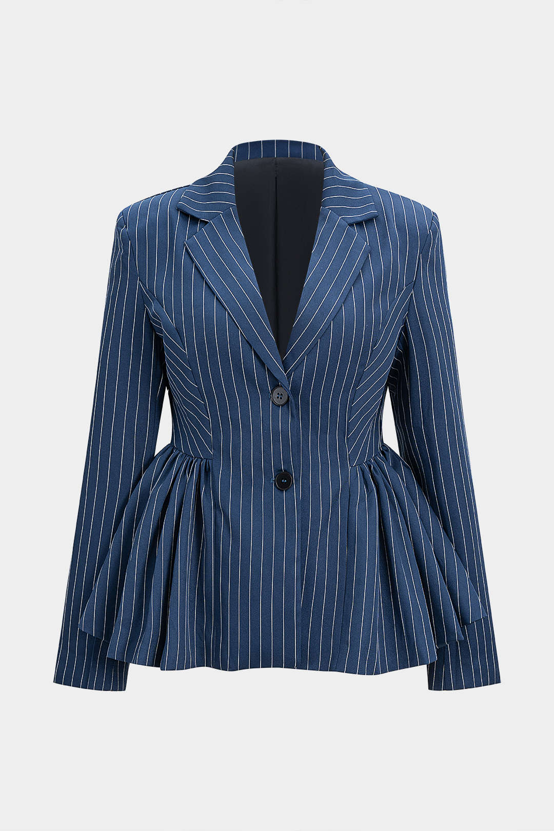 Stripes Print Ruched Shoulder Pads Blazer - Weenar