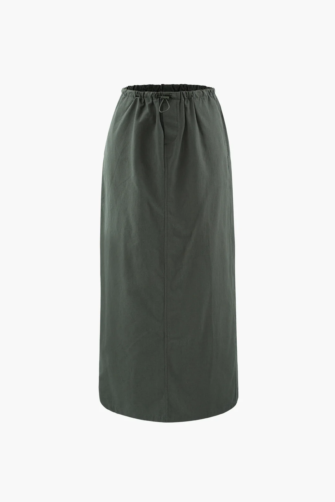 Solid Drawstring High Waist Skirt - Weenar