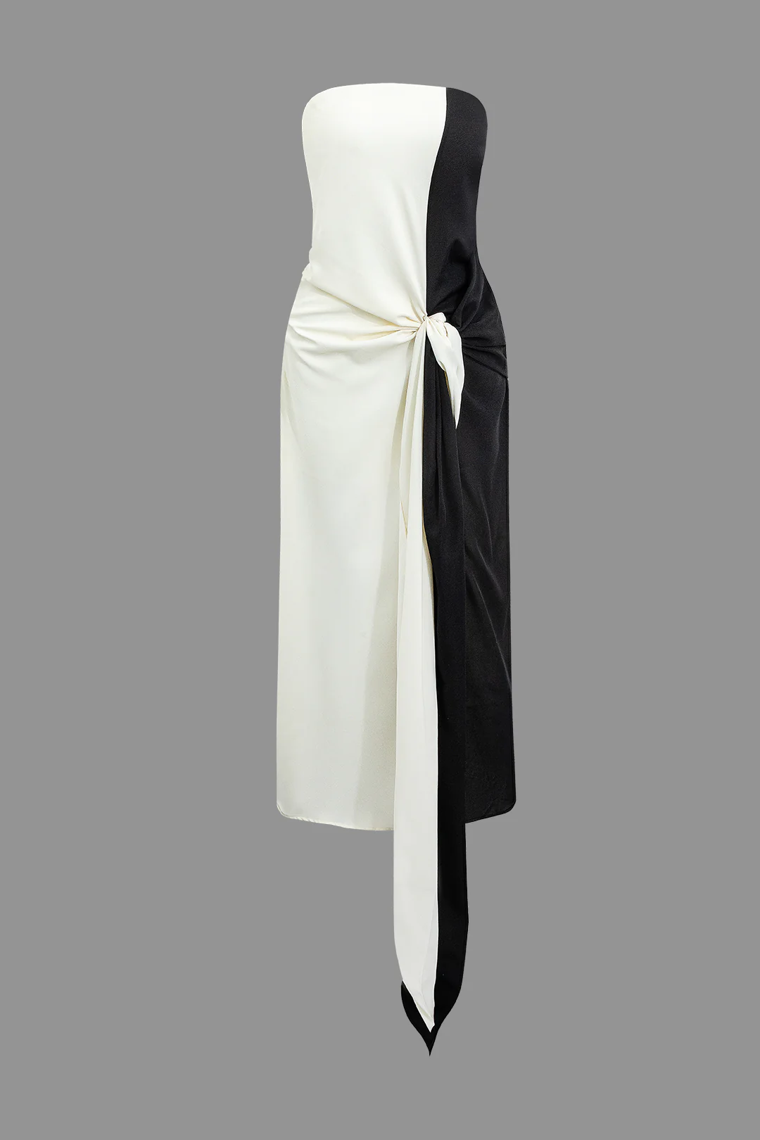 Contrast Tie-Up Sleeveless Maxi Dress - Weenar