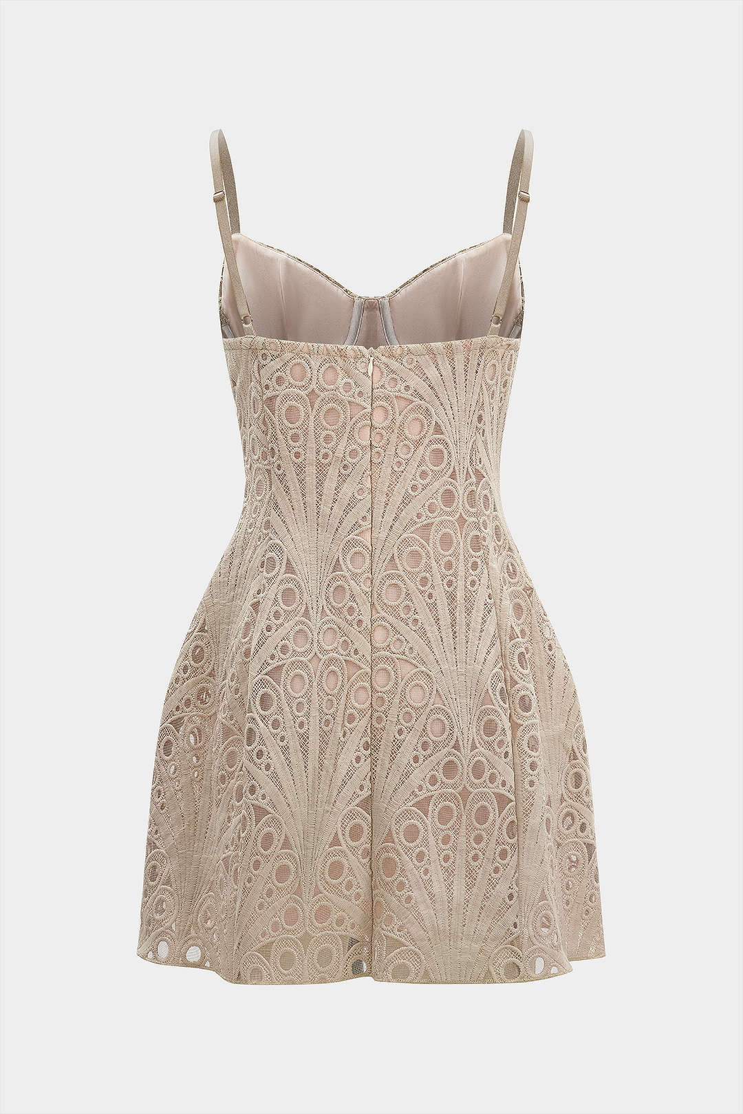 Lace Bustier Zipper Sleeveless Mini Dress - Weenar