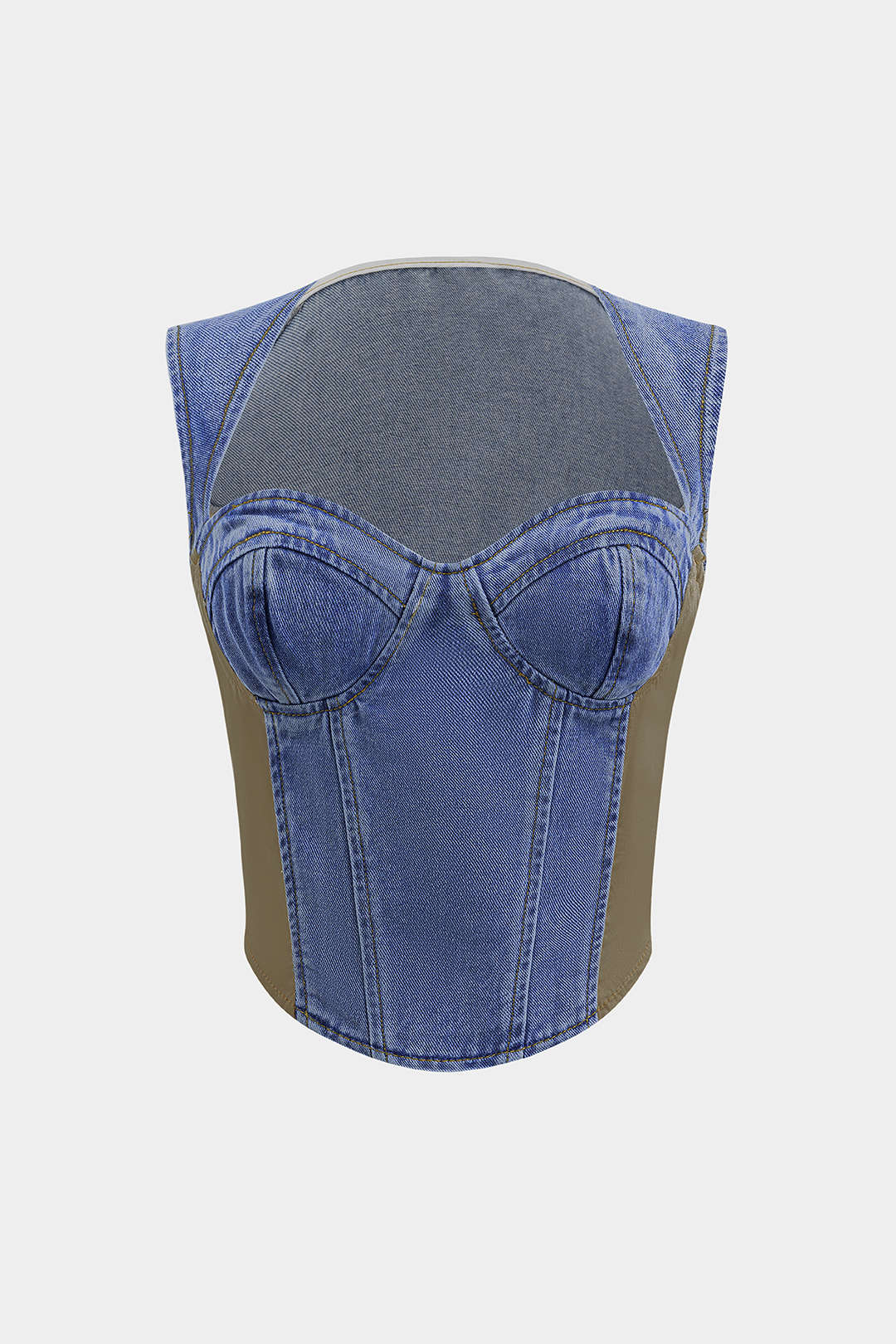Denim Bustier Patchwork Top - Weenar
