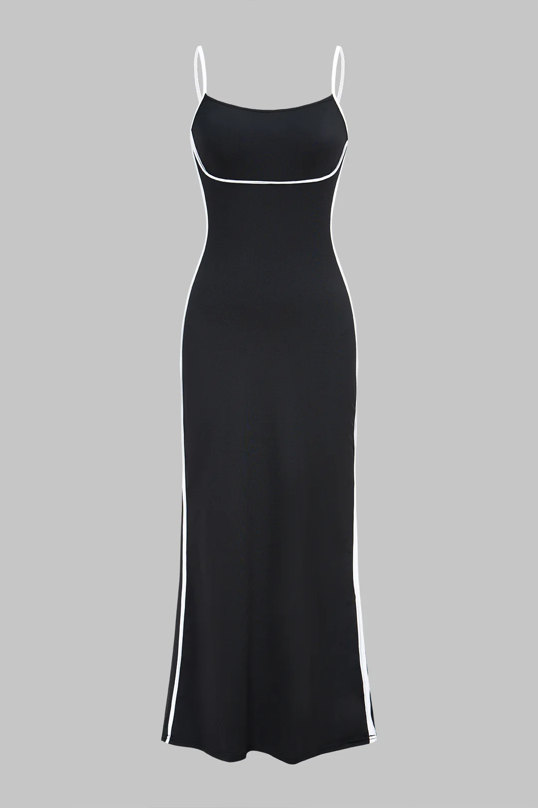 Contrast Binding Slip Bodycon Sleeveless Maxi Dress - Weenar