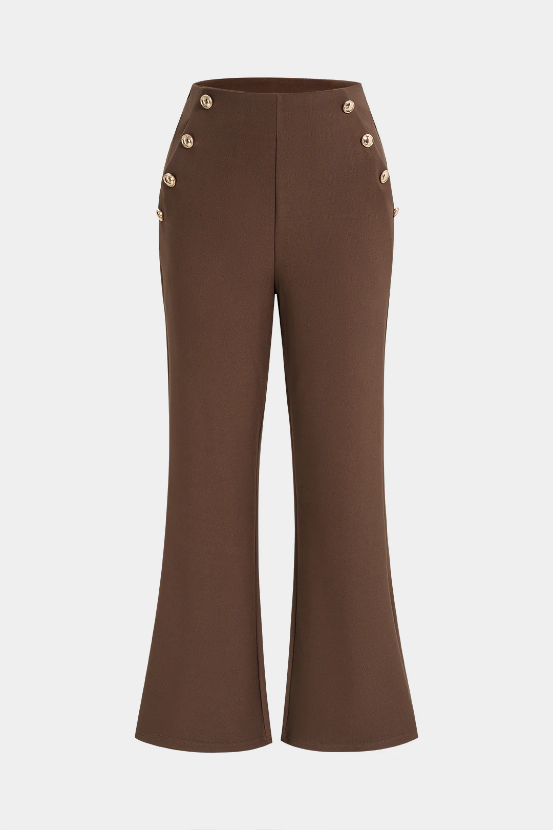 High Waist Button Flared Pants - Weenar