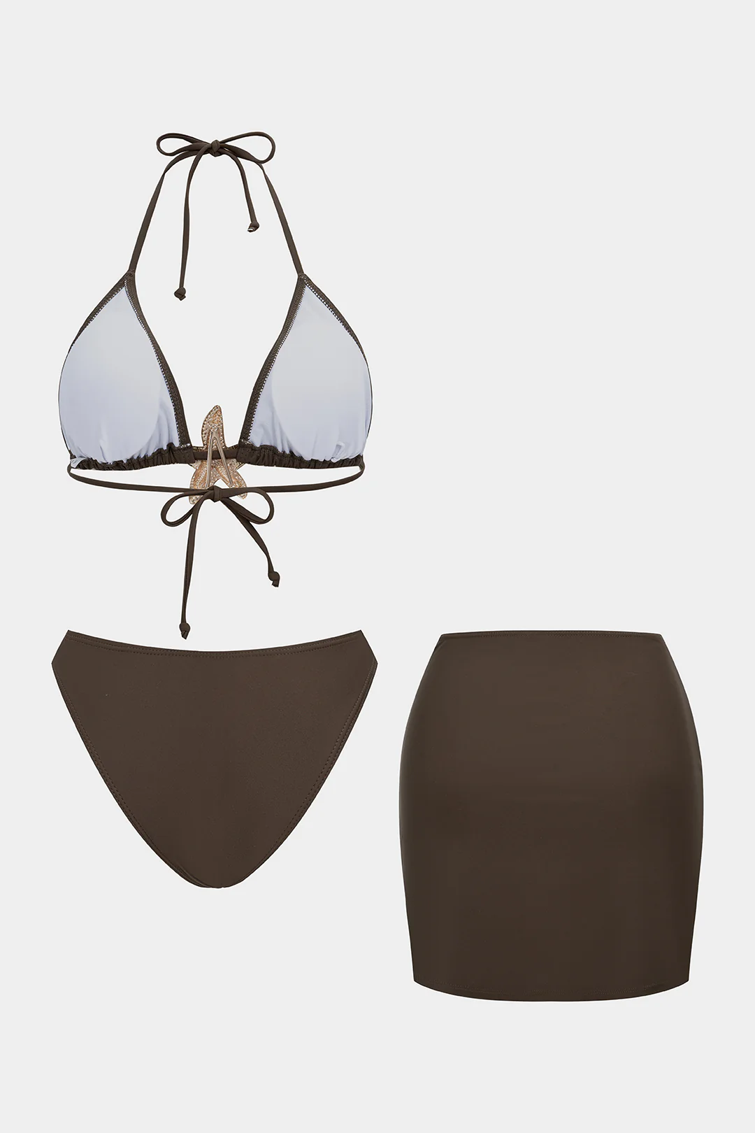 Metallic Cut Out Tie Back Bikini Set - Weenar