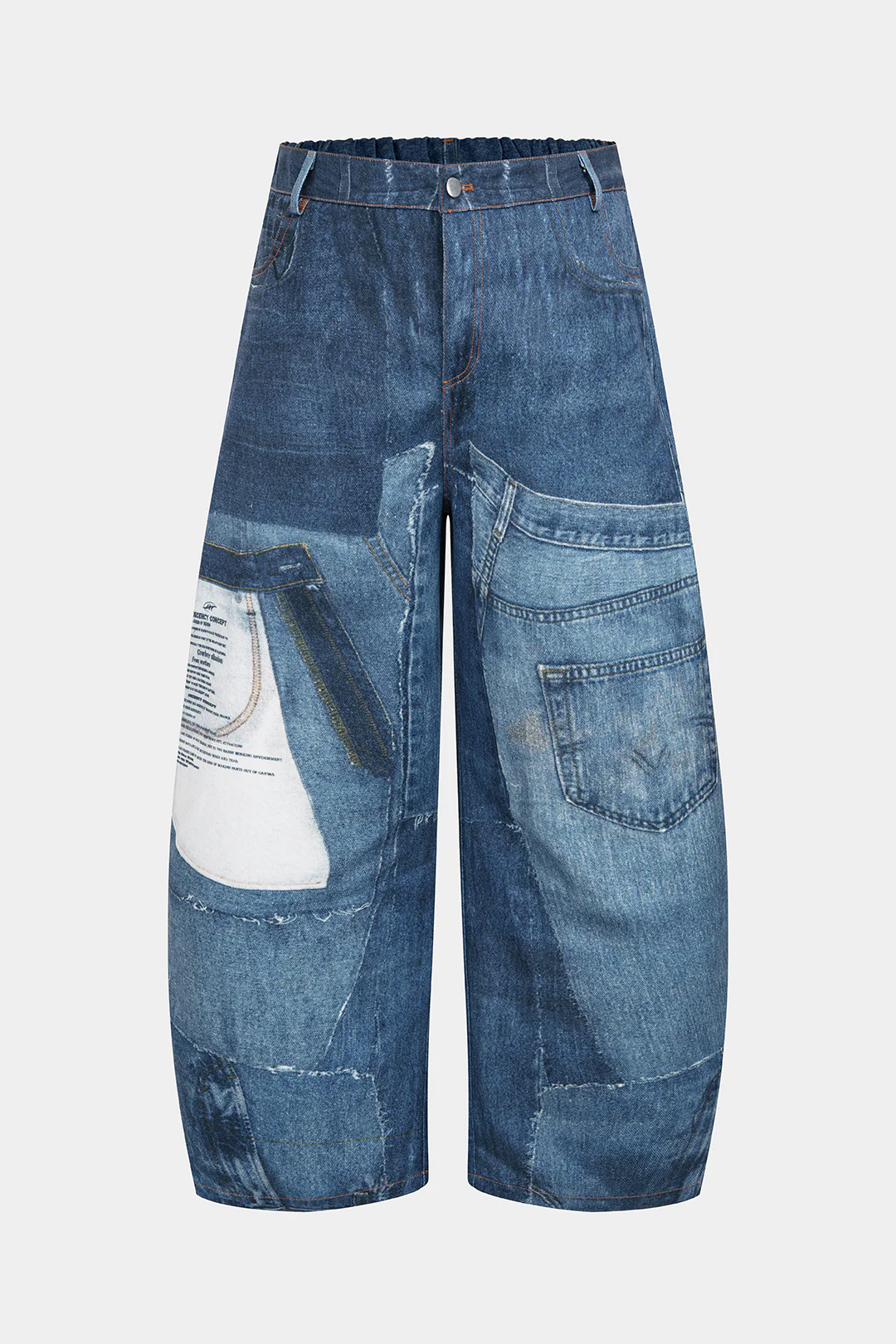 Plus Size Abstract Print Pocket Zipper Jeans - Weenar