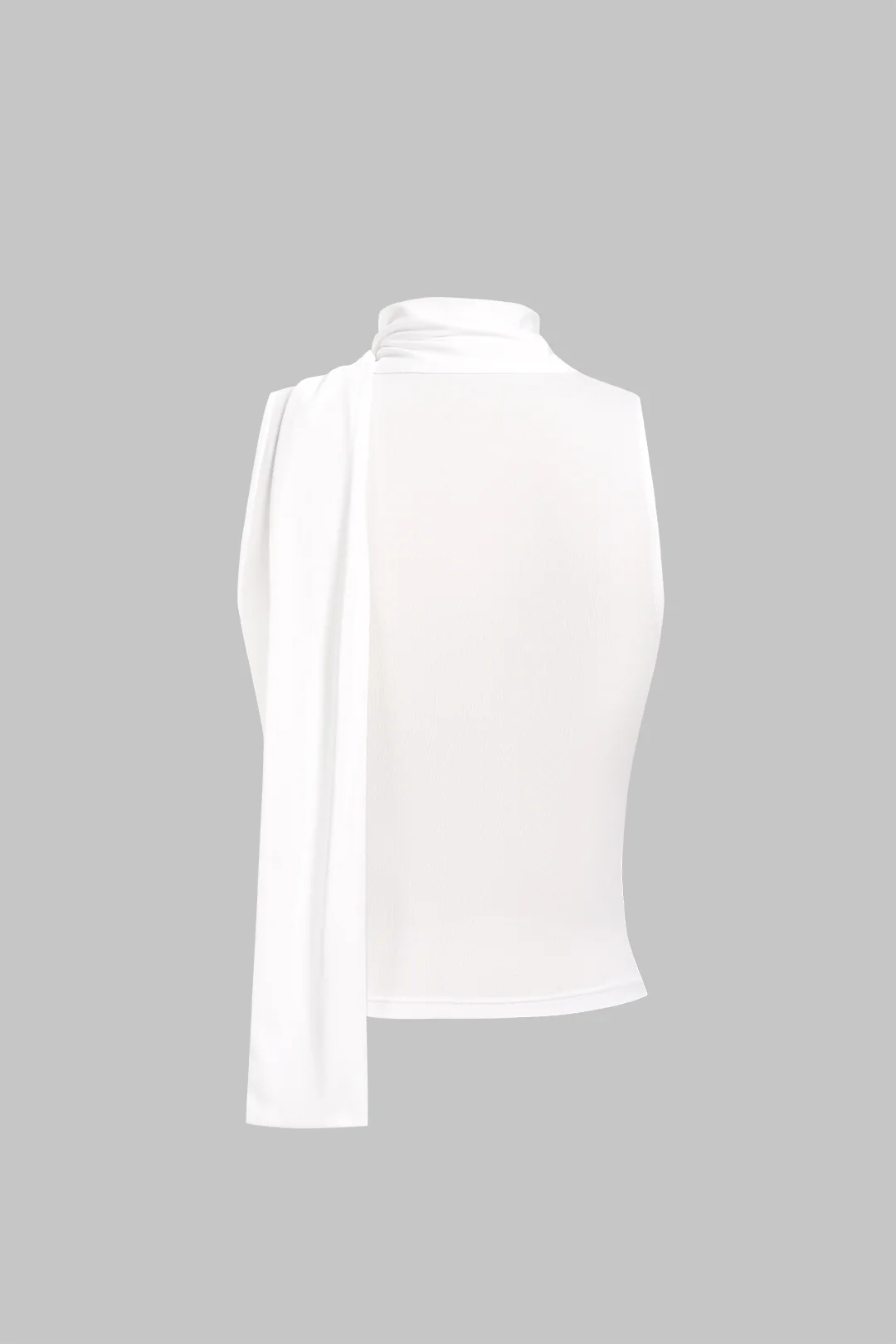 Solid Draped Cowl Neck Tank Top With Scarf - Weenar