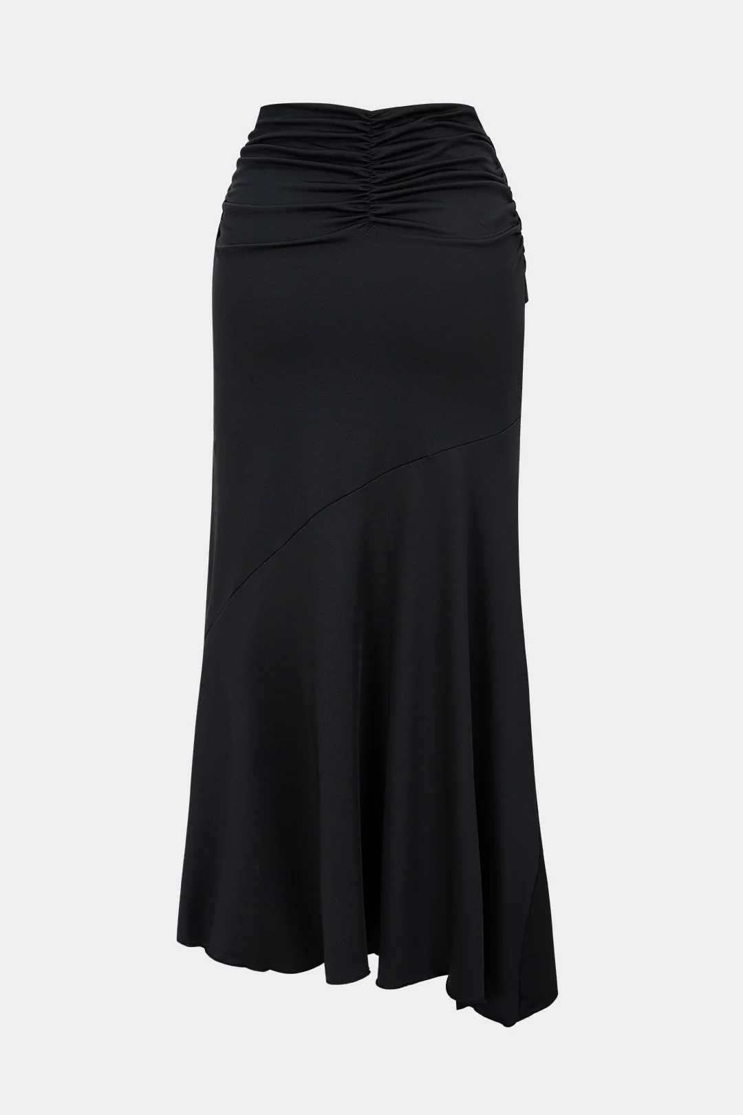 Solid Ruched Irregular Hem High-Waist Skirt - Weenar