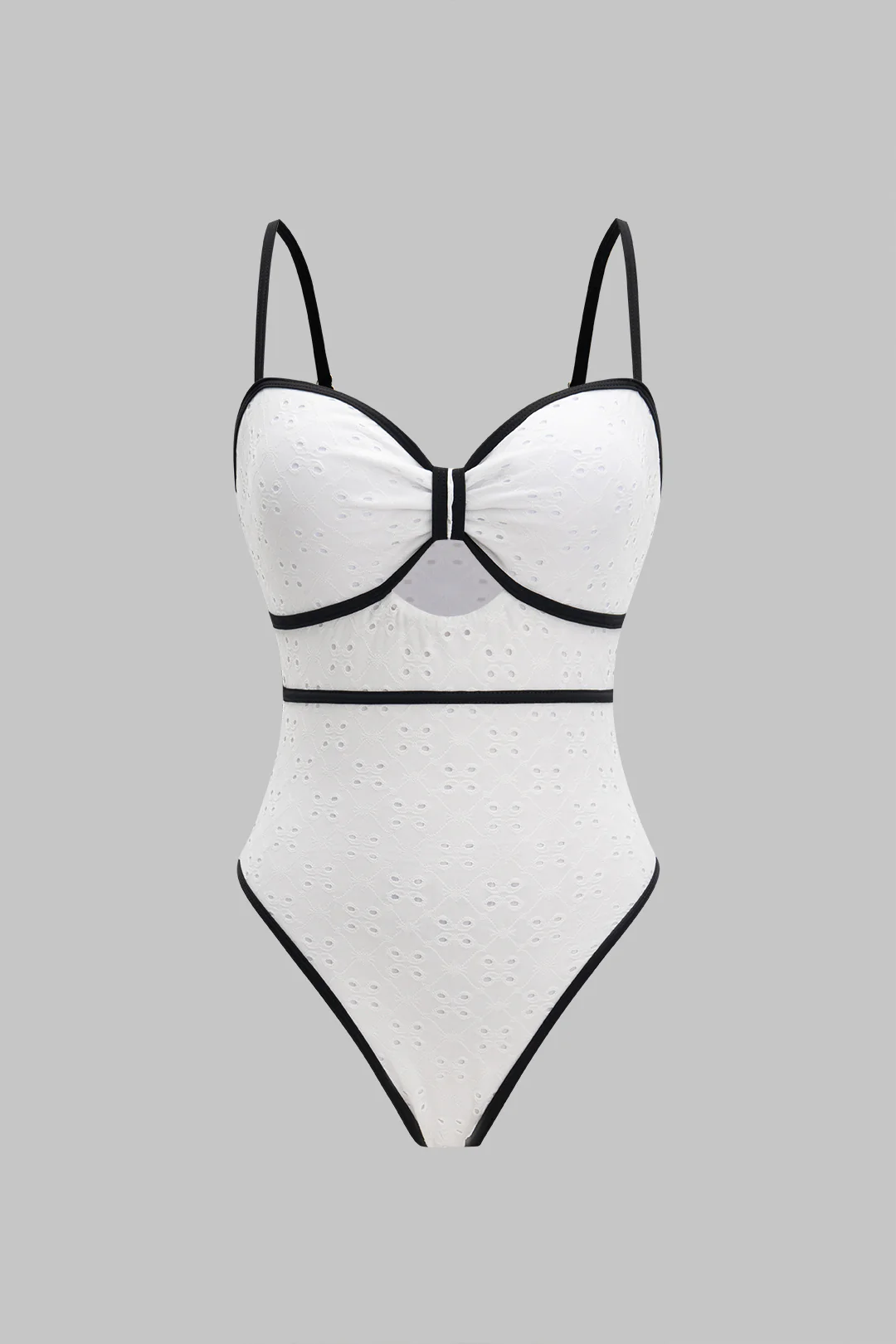 Embroidery Hollow Out One-Piece Swimsuit - Weenar