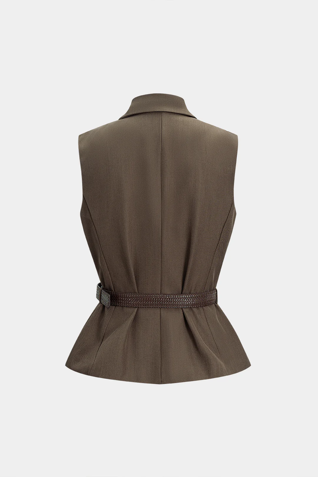 Notched Lapel Belted Vest - Weenar