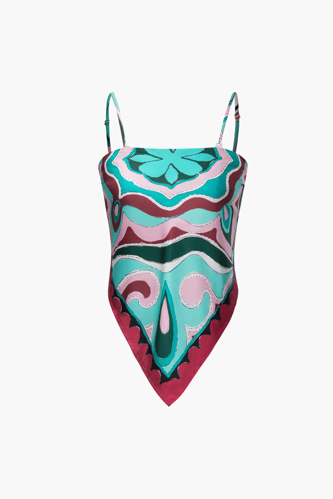 Art Print Asymmetrical Tie-Up Tube Top - Weenar