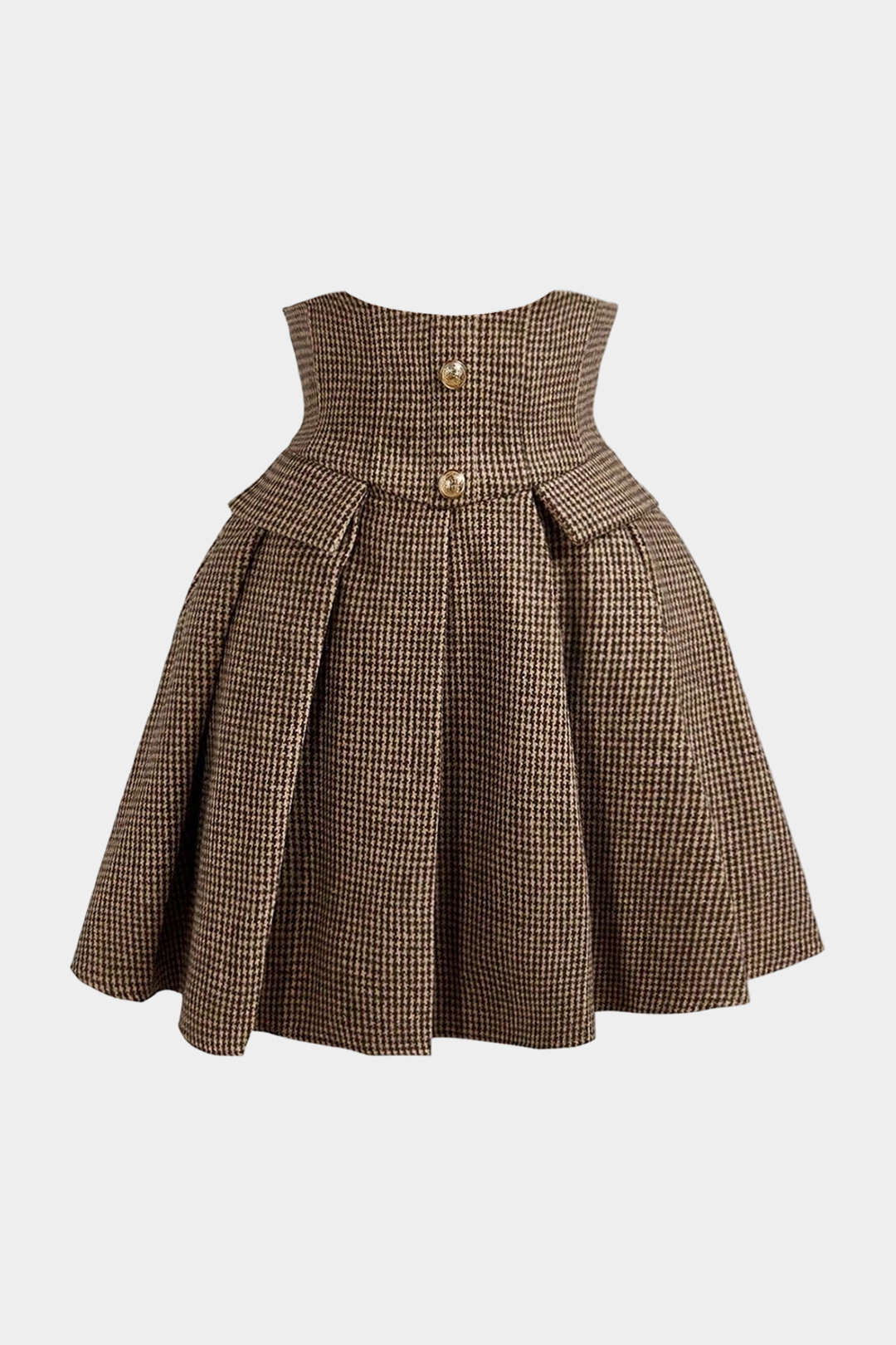 Houndstooth Print Pleated Mini Skirt - Weenar