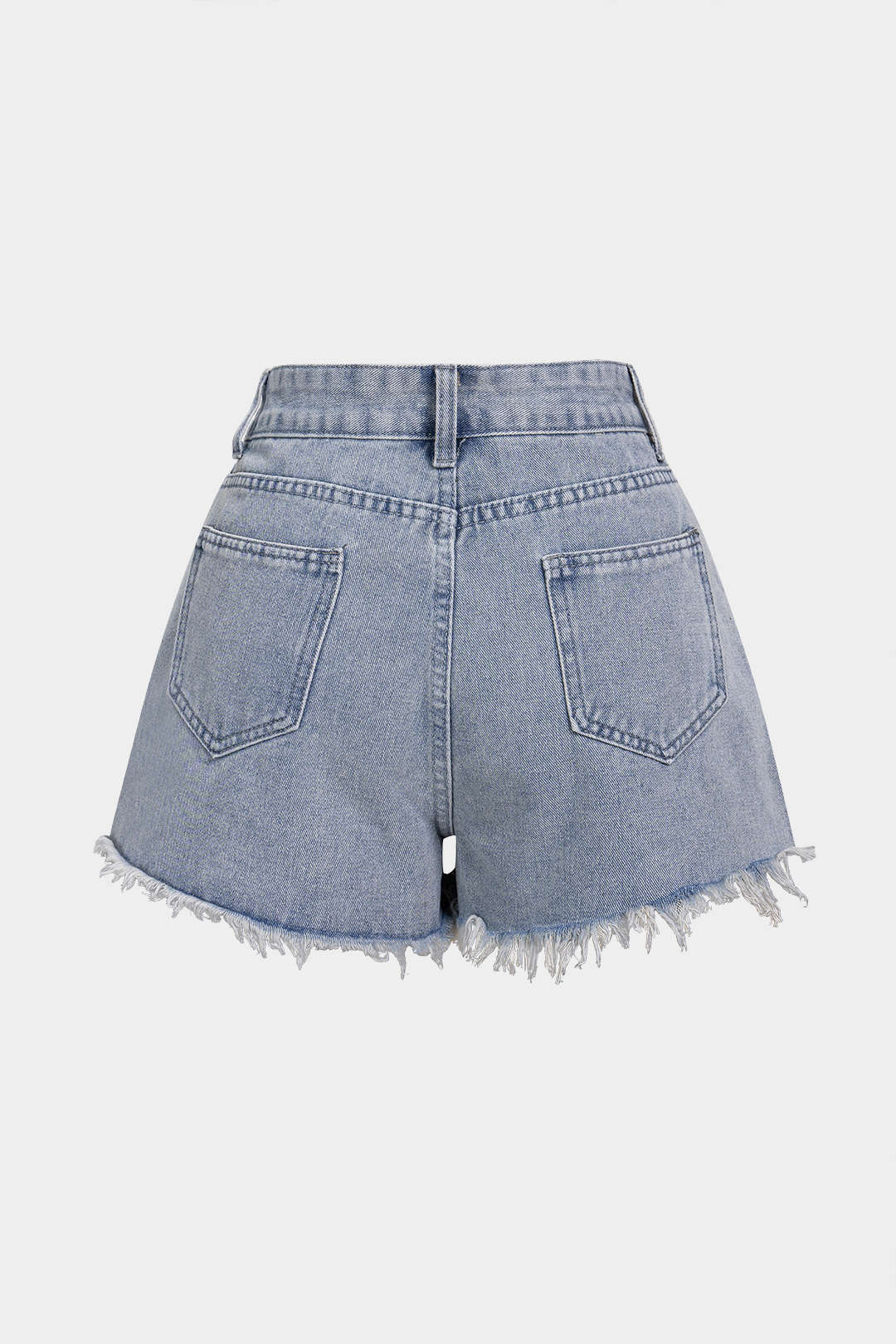 Denim Ripped Rhinestone Asymmetrical Shorts - Weenar