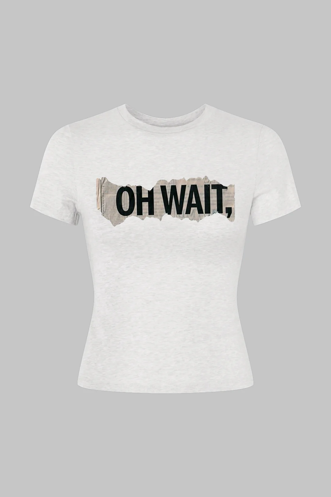 Letter Print Round Neck Short Sleeve T-Shirt - Weenar
