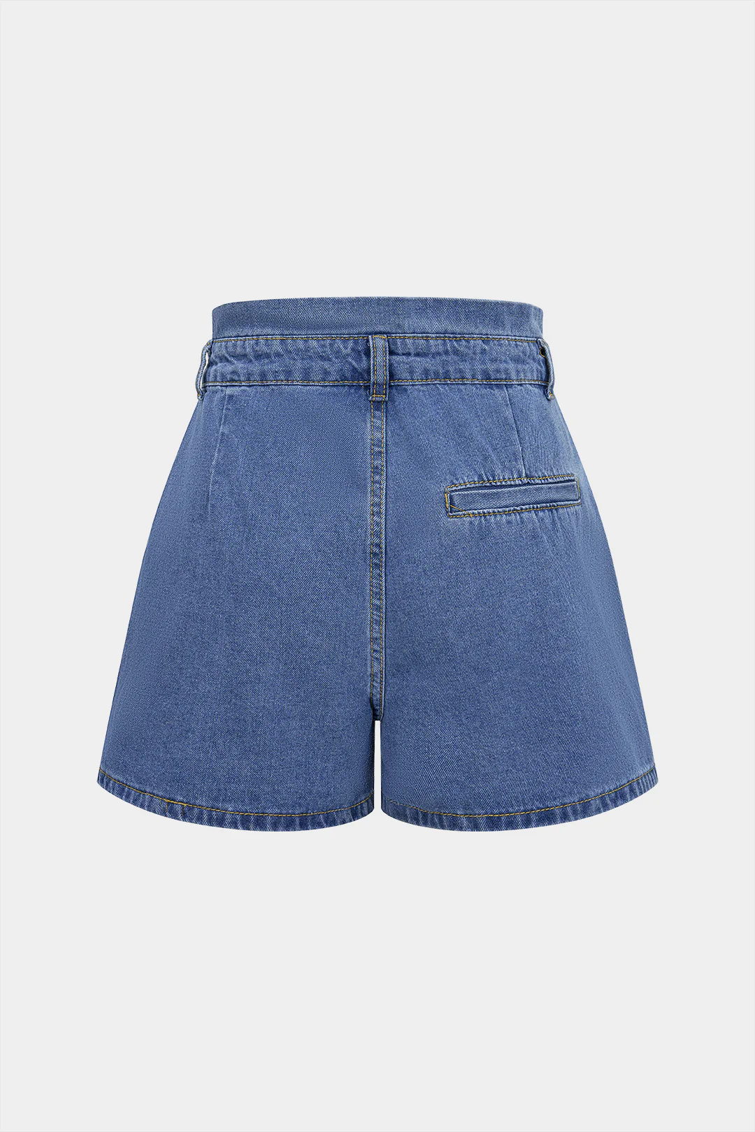 Denim Belted Ruched Shorts - Weenar