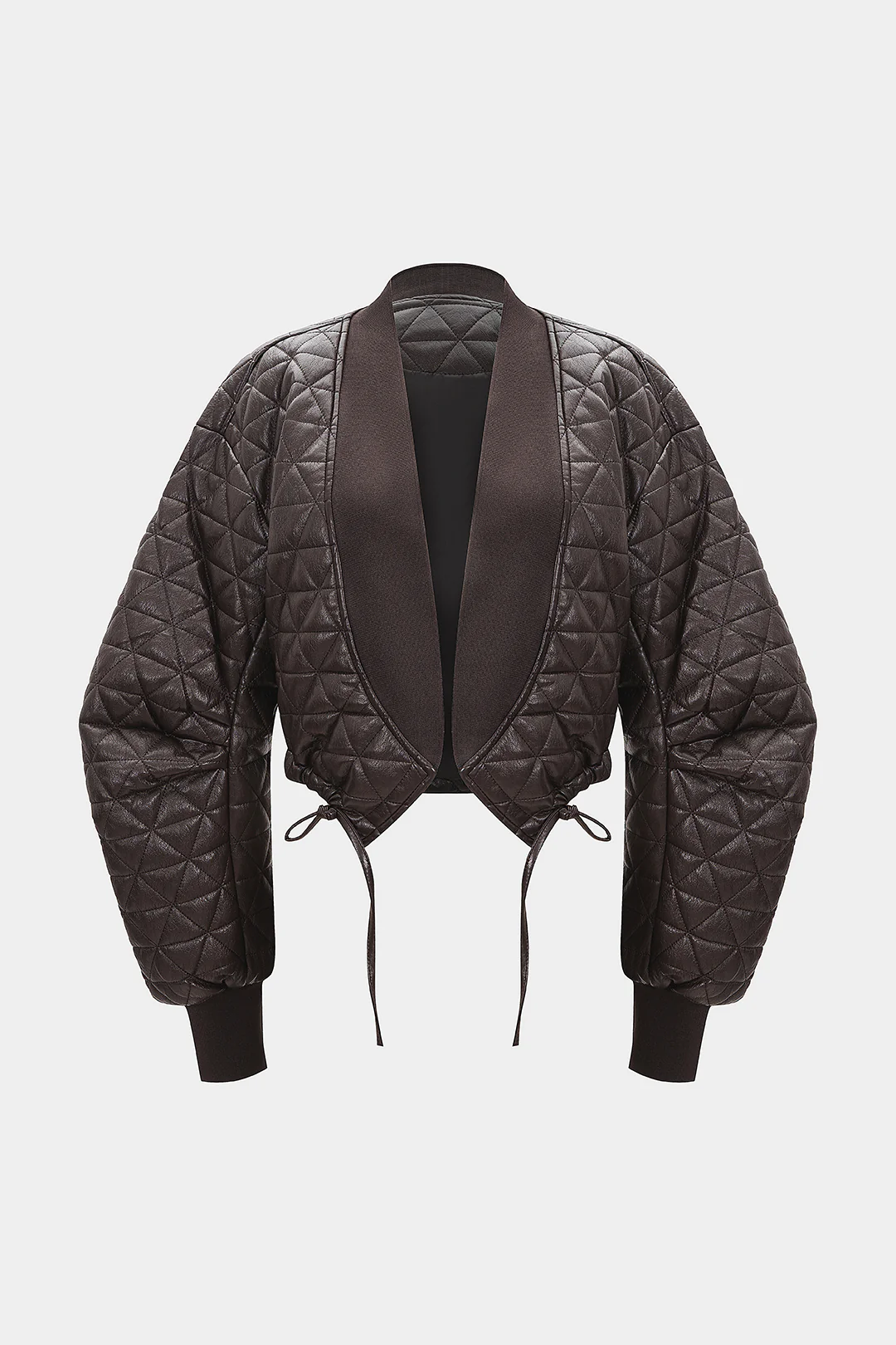 Faux Leather Strappy Tie-Up Jacket - Weenar