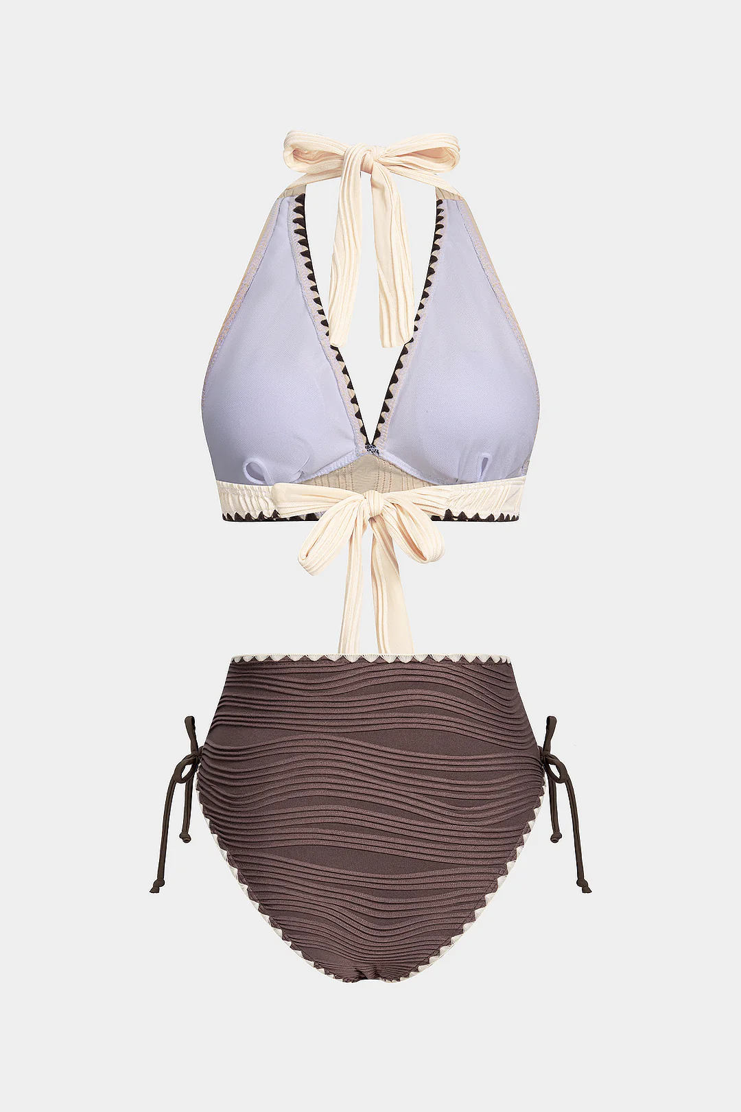 Contrast Halter Tie-Up Bikini Set - Weenar