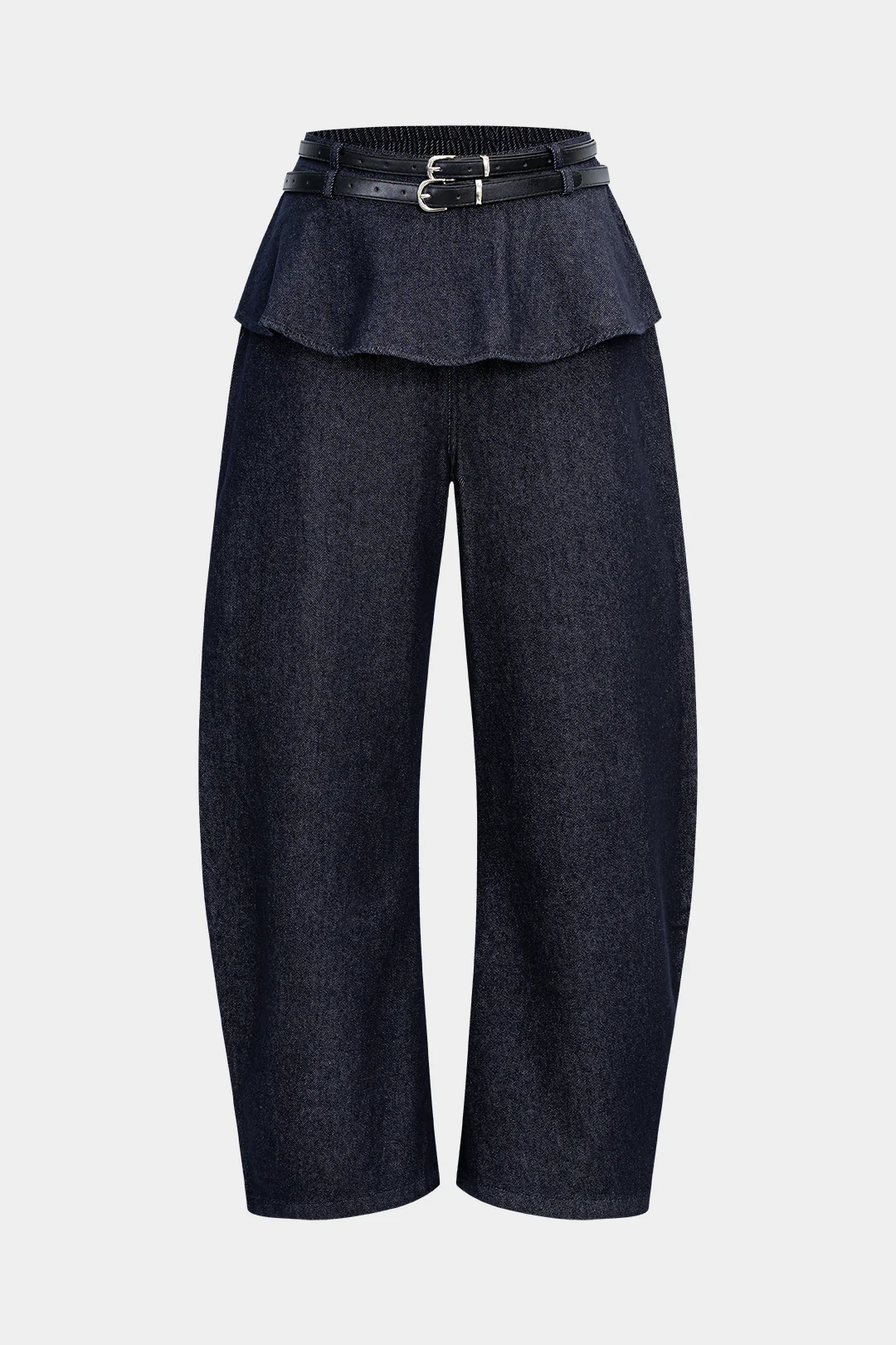 Denim Belted Shirred Jeans - Weenar