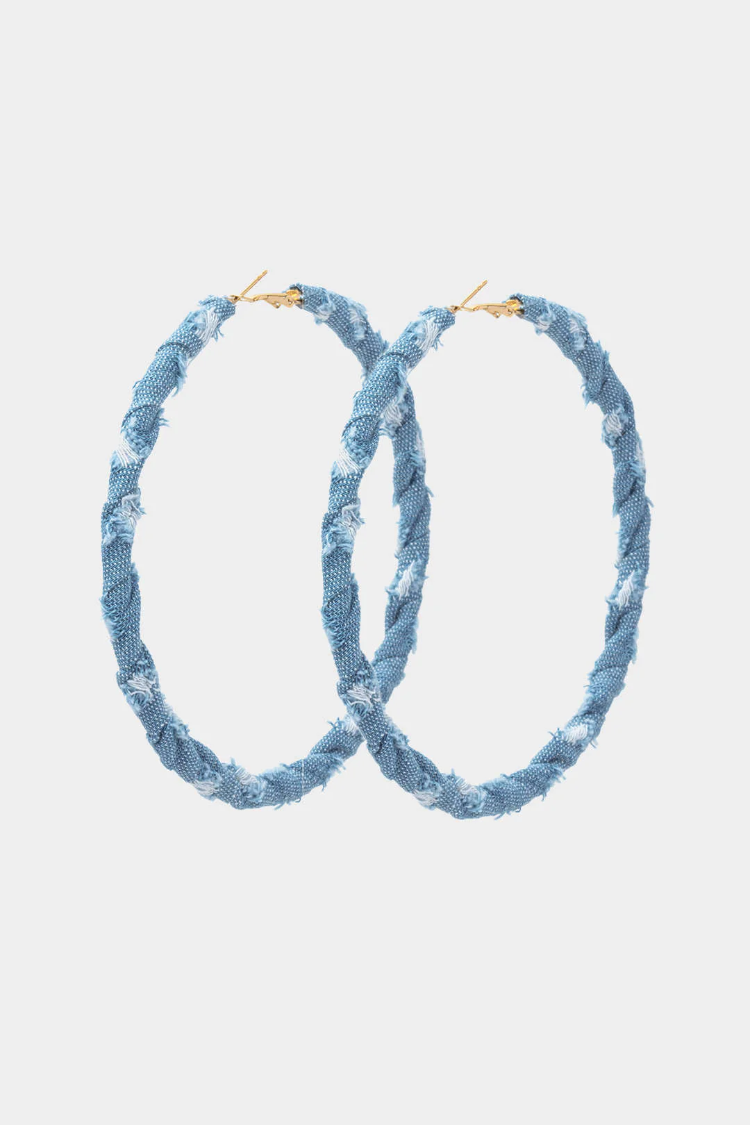 Distressed Denim Hoop Earrings - Weenar