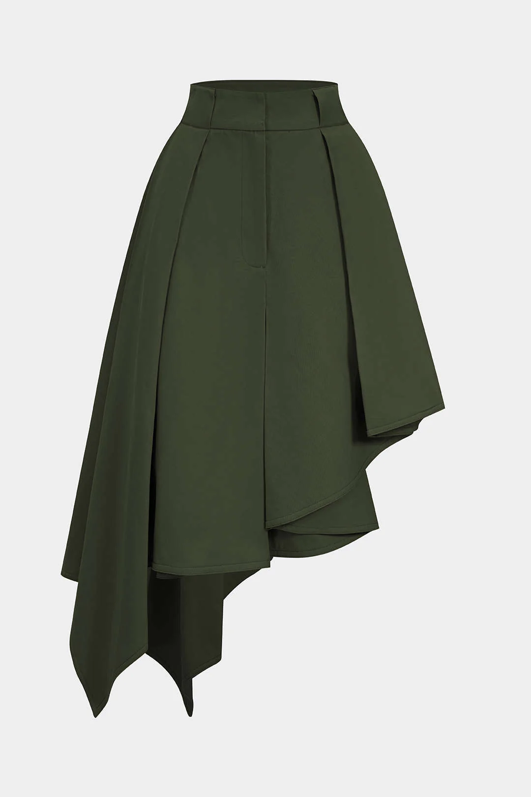 Solid Ruffle Hem Pleated Skirt - Weenar