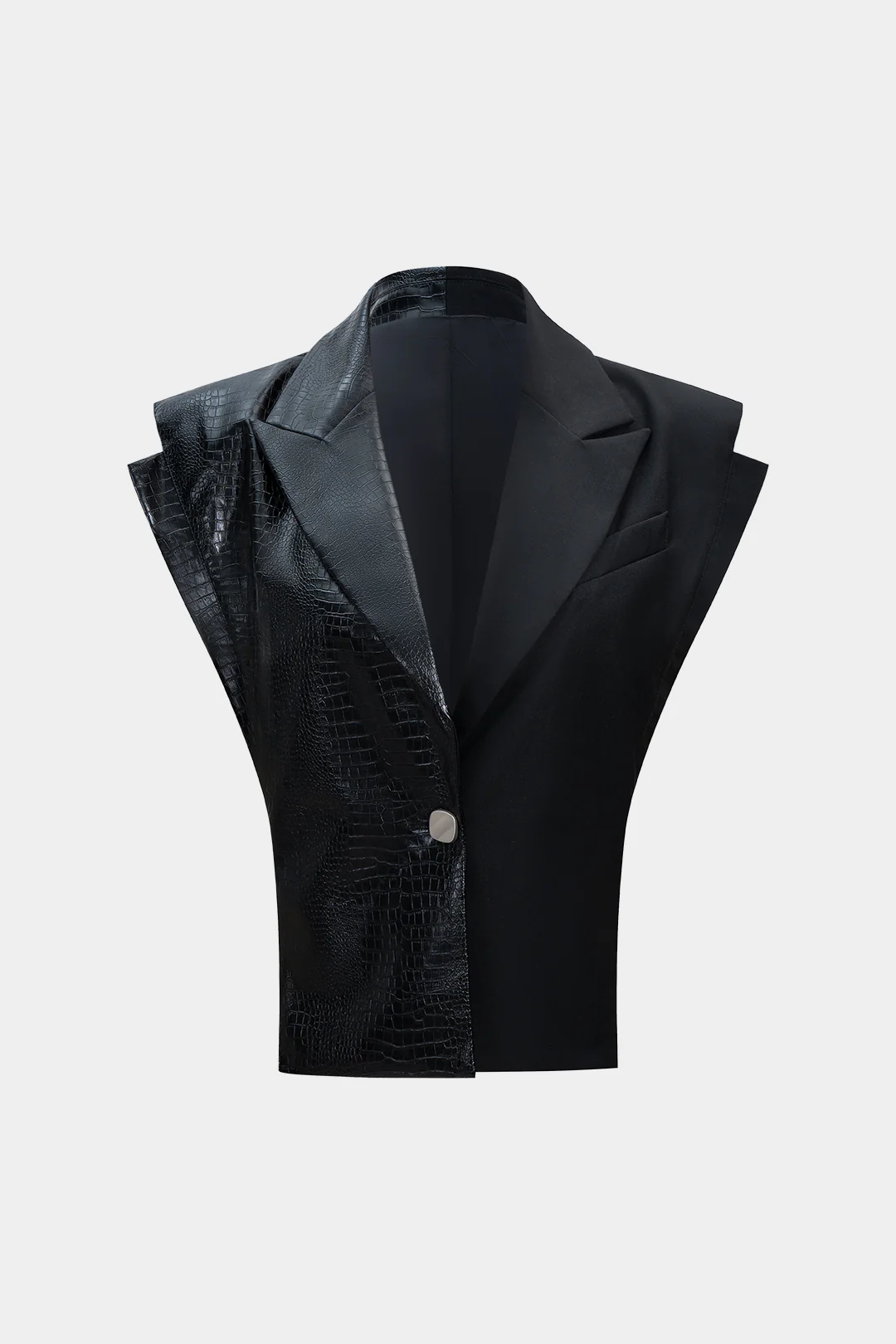 Faux Leather Patchwork Shoulder Pads Vest - Weenar