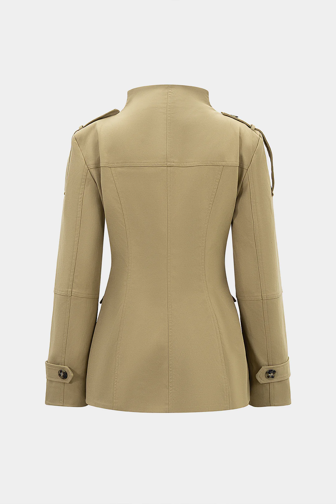 Mock Neck Button Pocket Jacket - Weenar