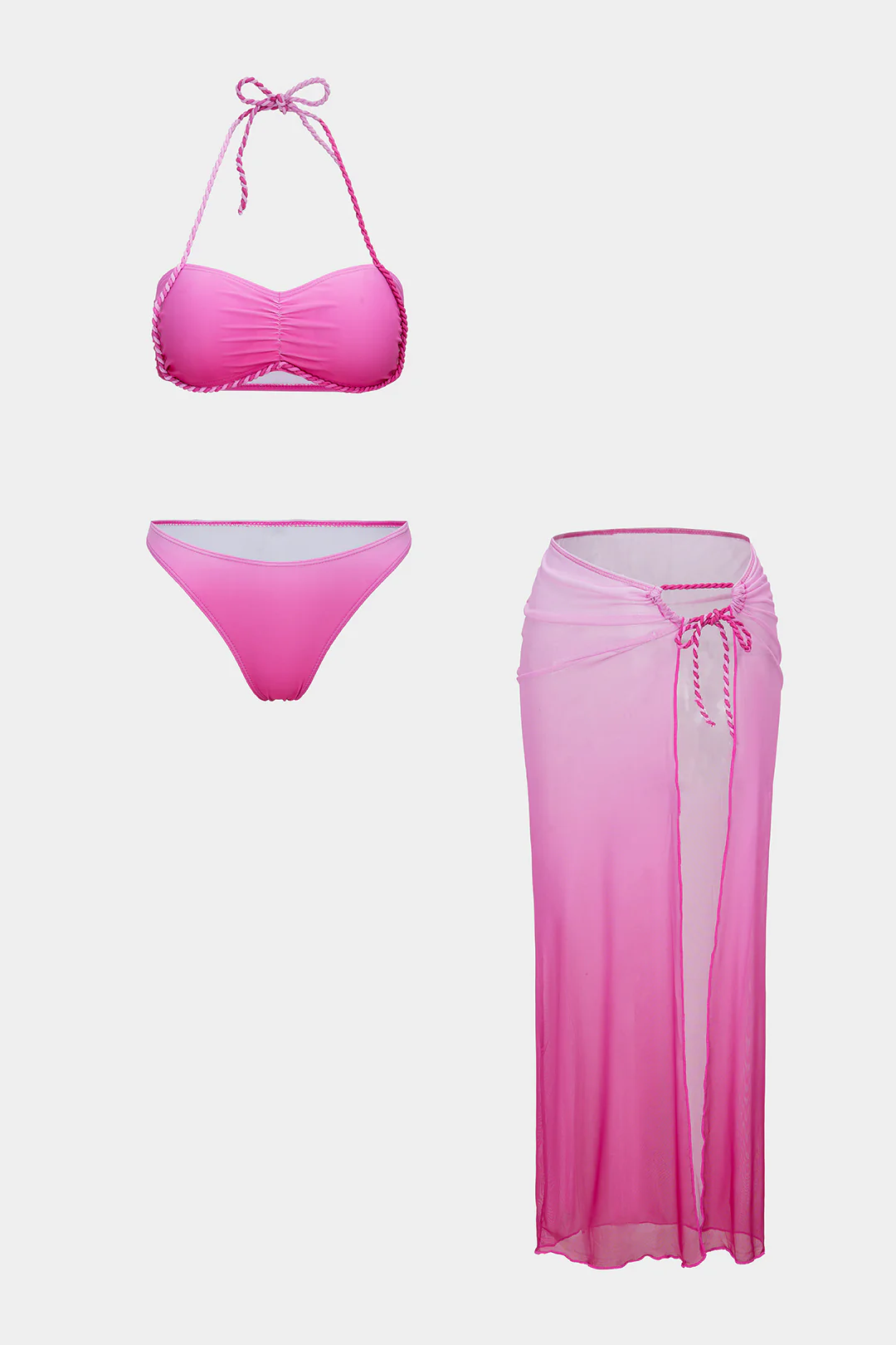 Knot Twist Halter Neck Backless Bikini Set - Weenar