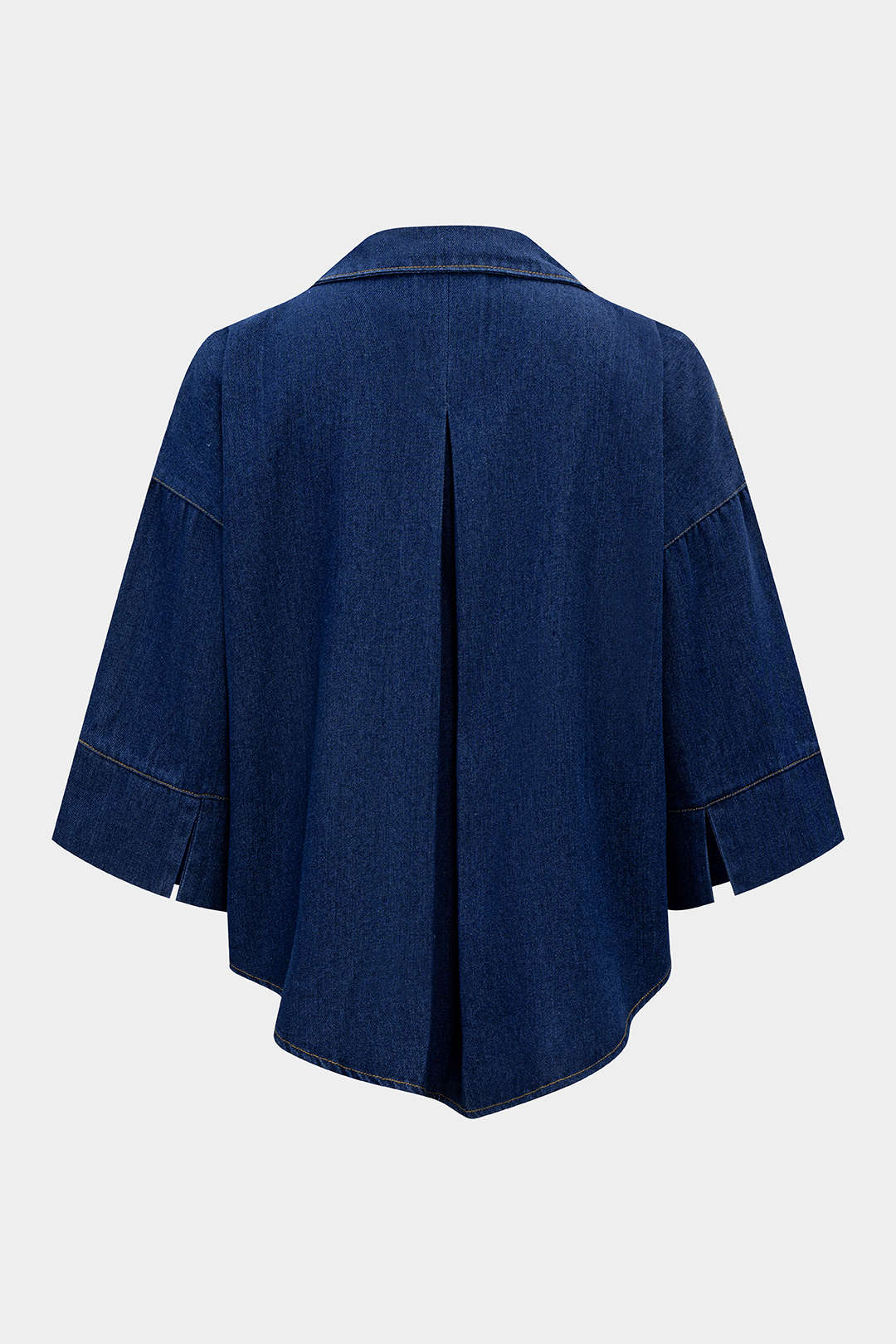 Denim V-Neck Short Sleeve Shirt - Weenar