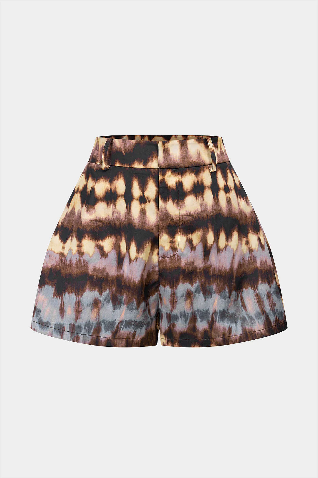 Abstract Tie Dye Print Satin Shorts - Weenar