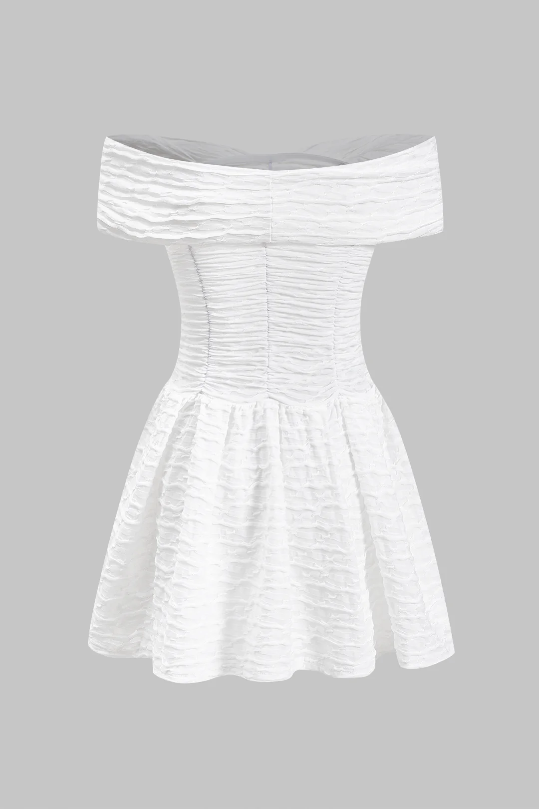 Textured Crossed Twist Knot Off Shoulder Mini Dress - Weenar