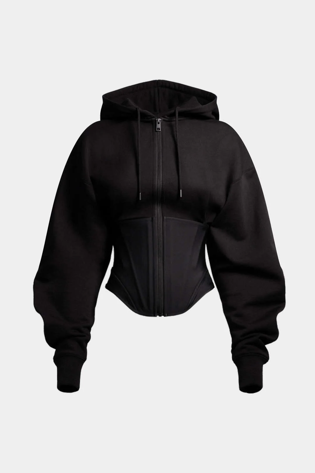 Zipper Drawstring Corset Hoodie - Weenar