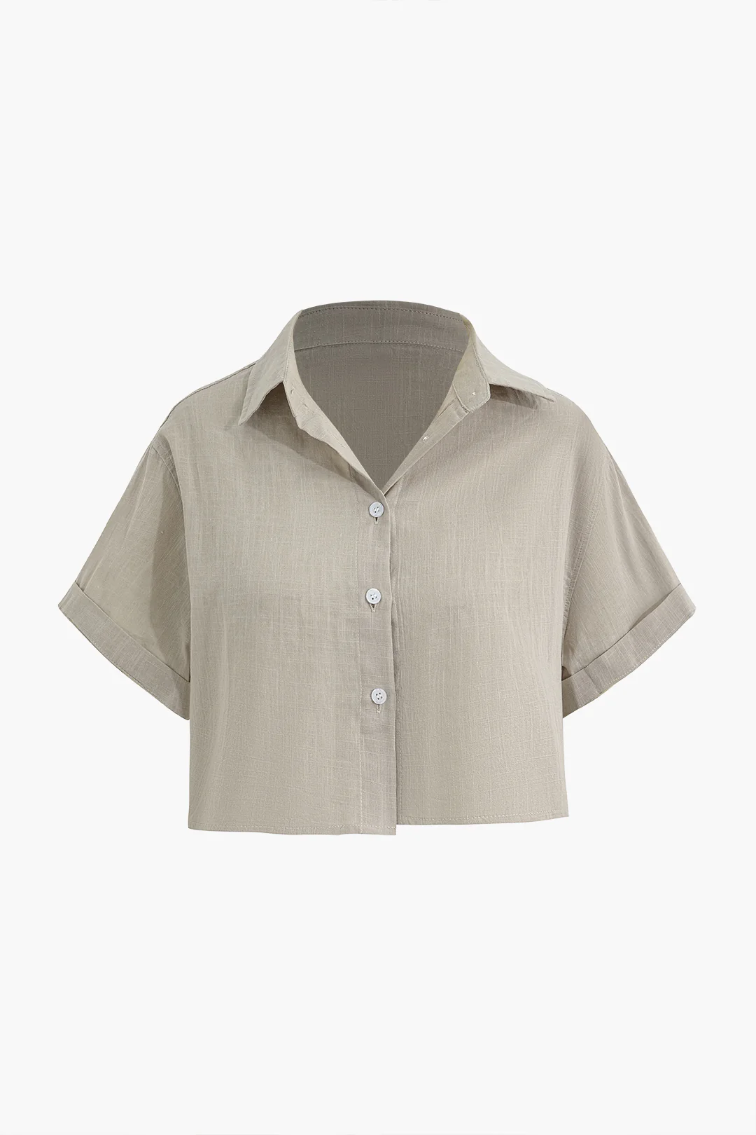Solid Button Short-Sleeve Shirt - Weenar
