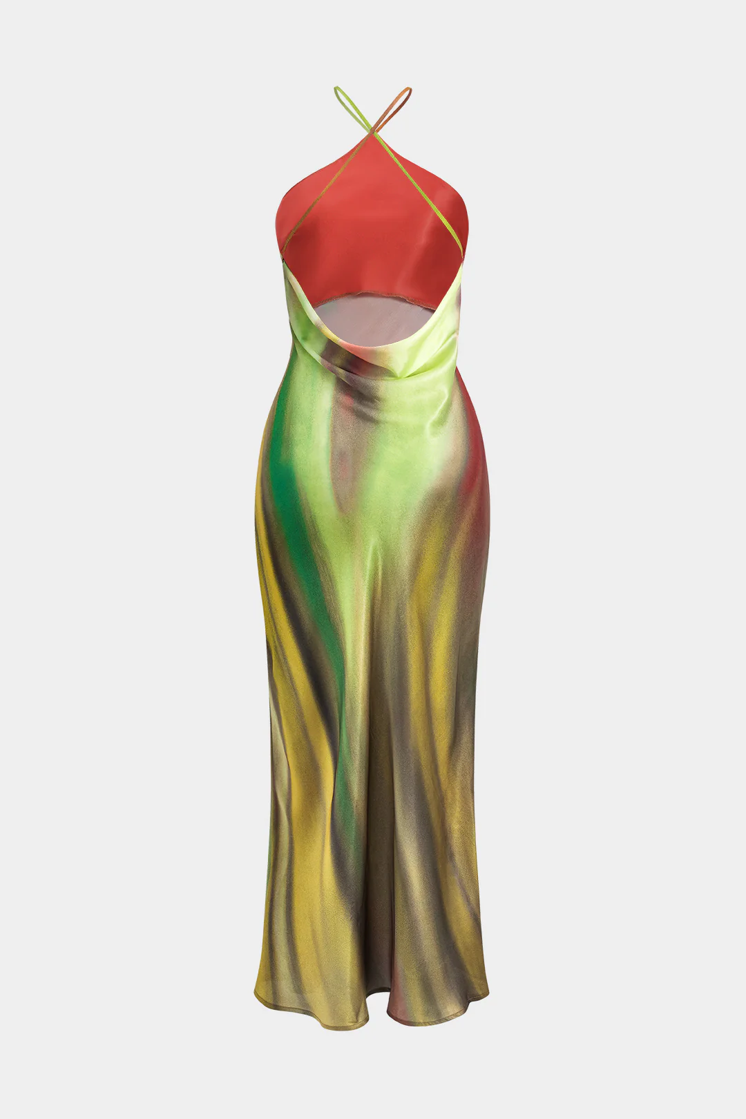 Floral Print Halter Neck Backless Maxi Dress - Weenar