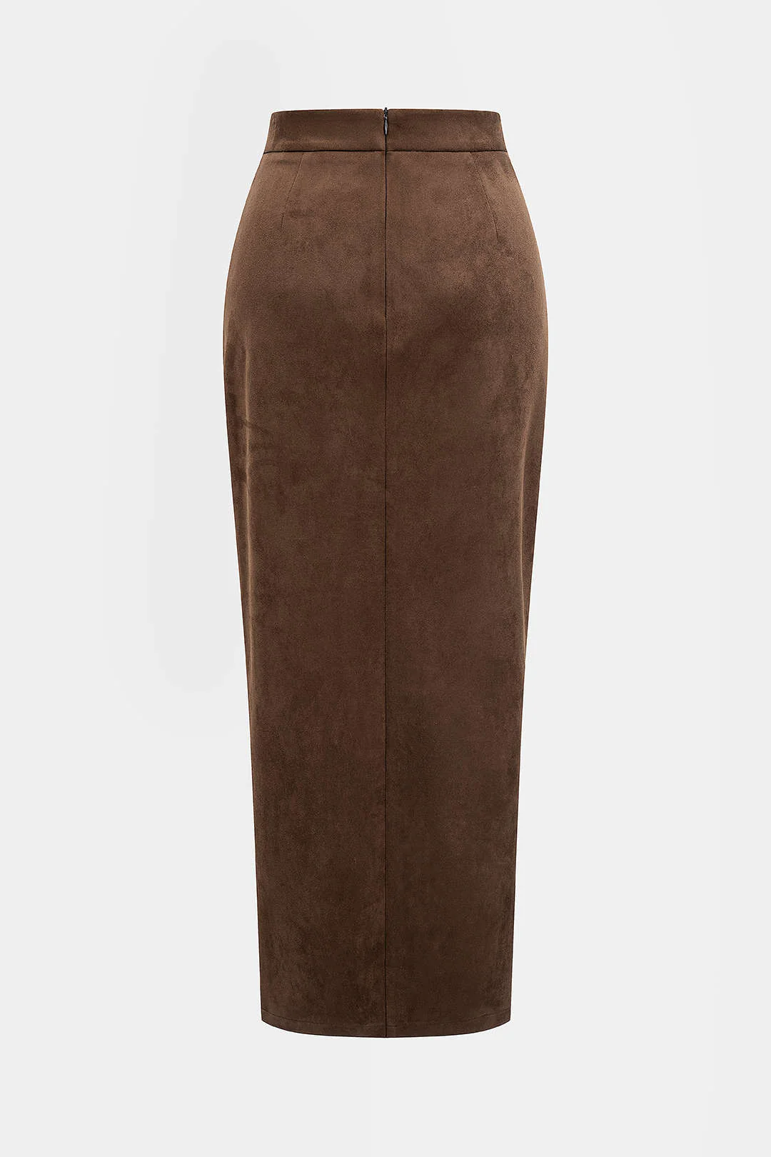 Suede Asymmetrical Ruched Side Split Zipper Skirt - Weenar