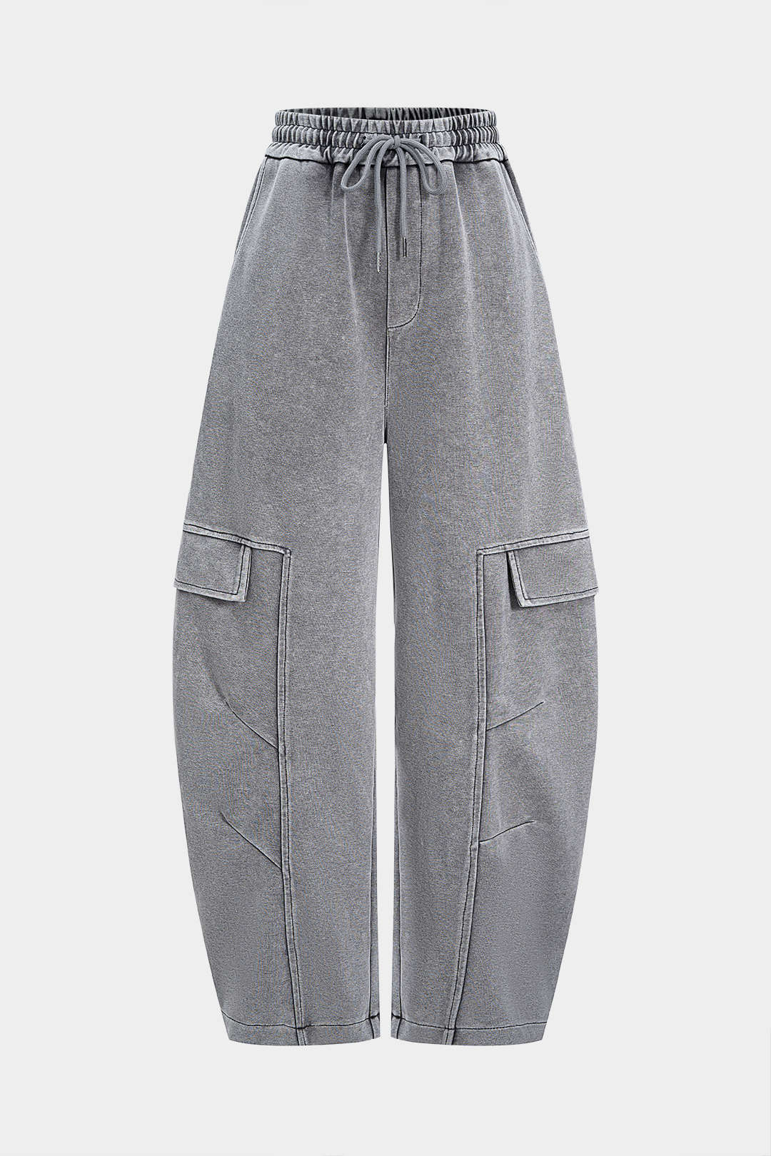 Drawstring High Waist Barrel Trousers - Weenar