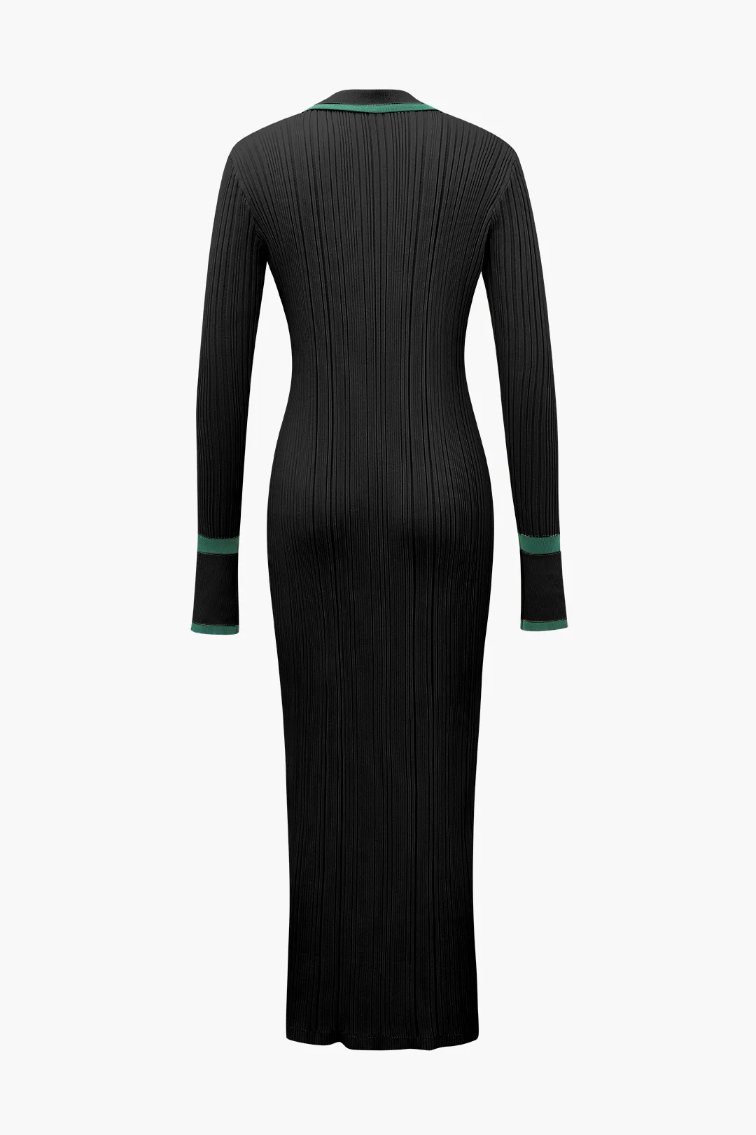 Contrast Trim Button Down Knitted Dress - Weenar