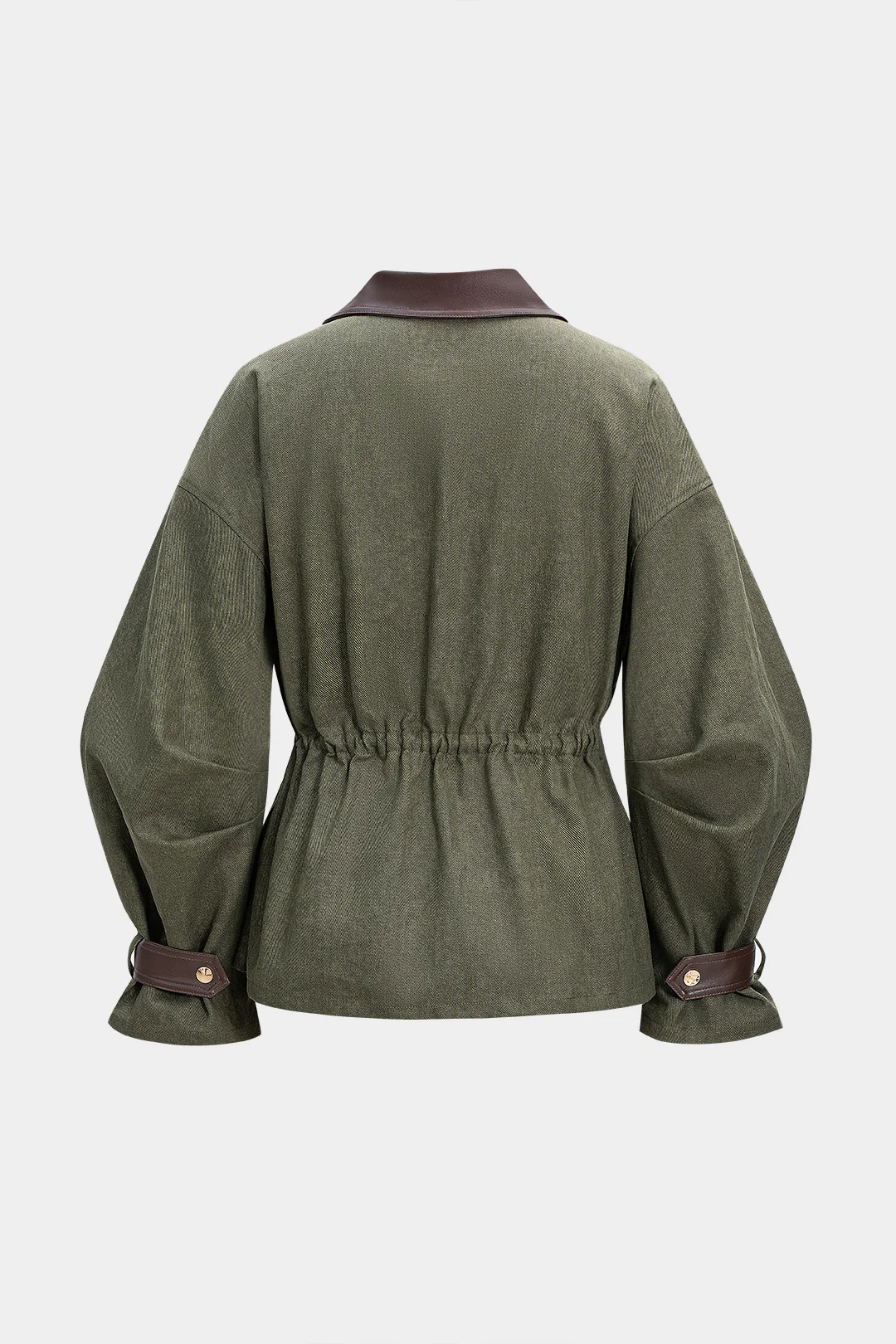 Faux Leather Patchwork Drawstrings Jacket - Weenar