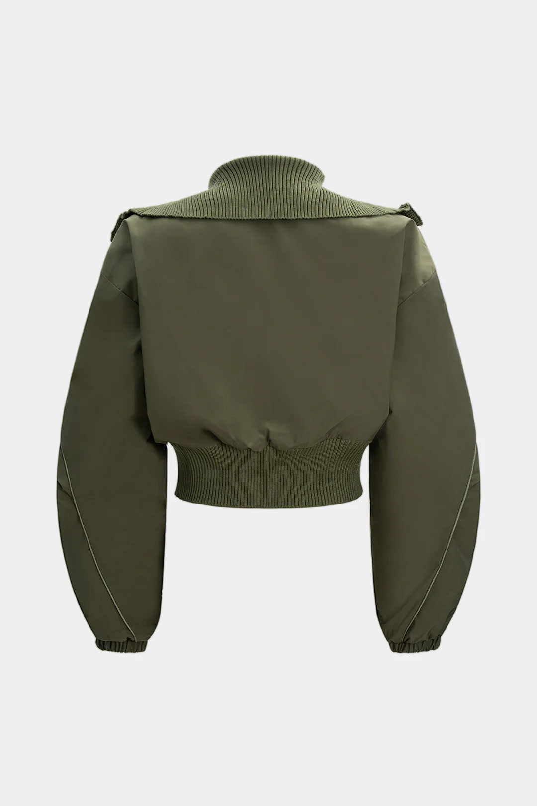 Patchwork Zipper Pocket Ribbed Ruched Jacket - Weenar