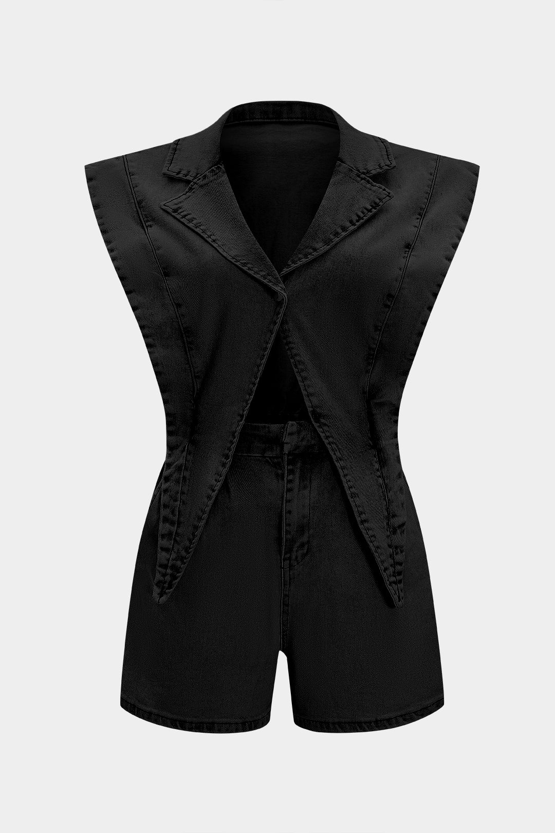 Denim V-Neck Cut Out Jumpsuit - Weenar