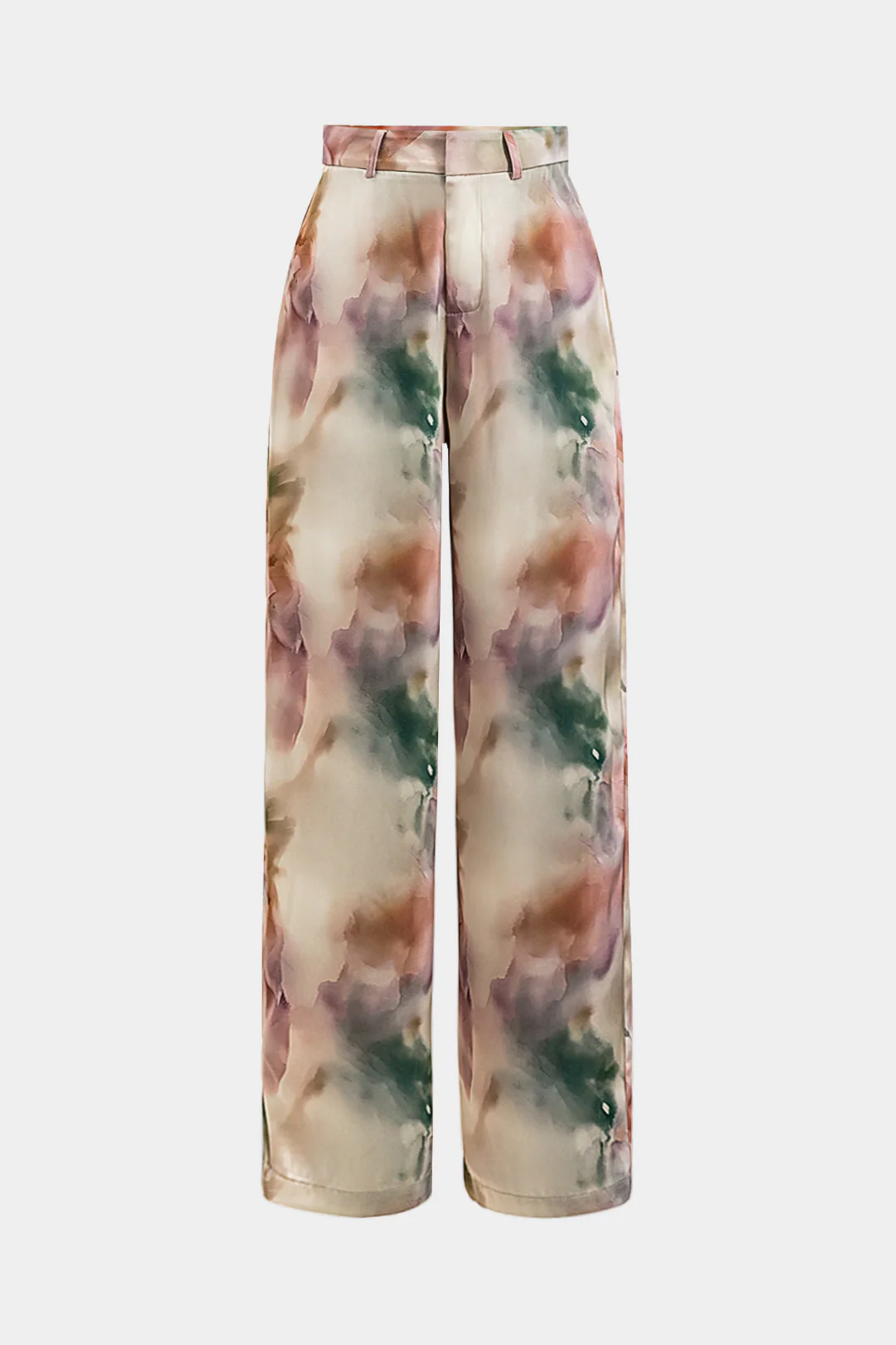 Watercolor Print Satin Pocket Trousers - Weenar