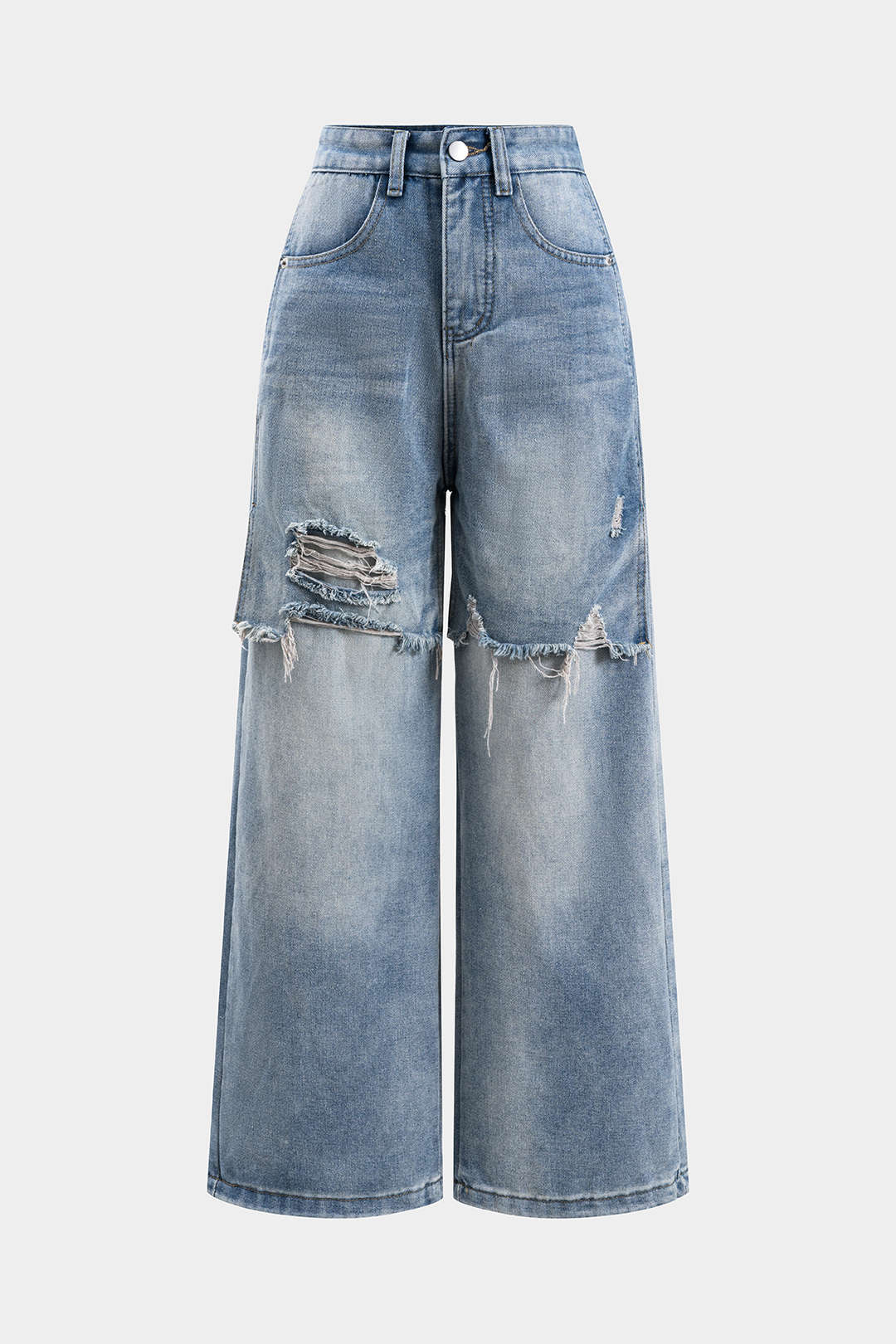 Denim Patchwork Straight Leg Jeans - Weenar