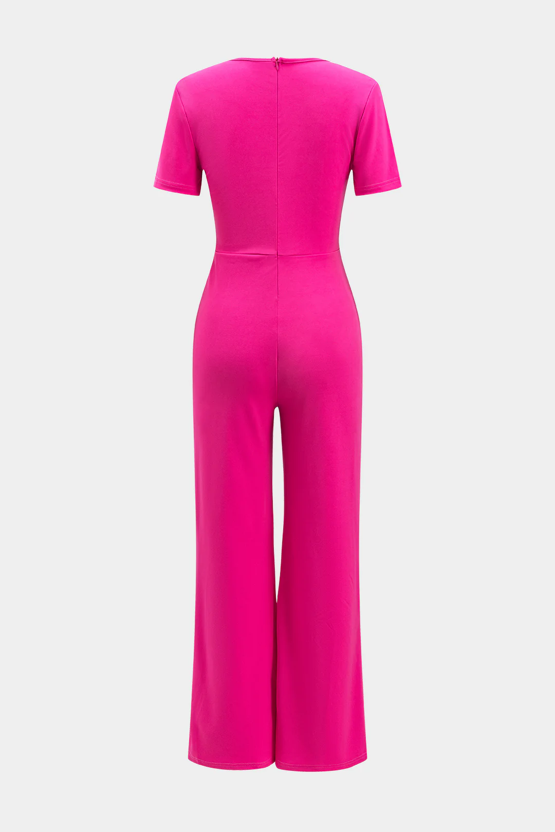 Button Short Sleeve Wide Leg Pants Jumpsuit - Weenar