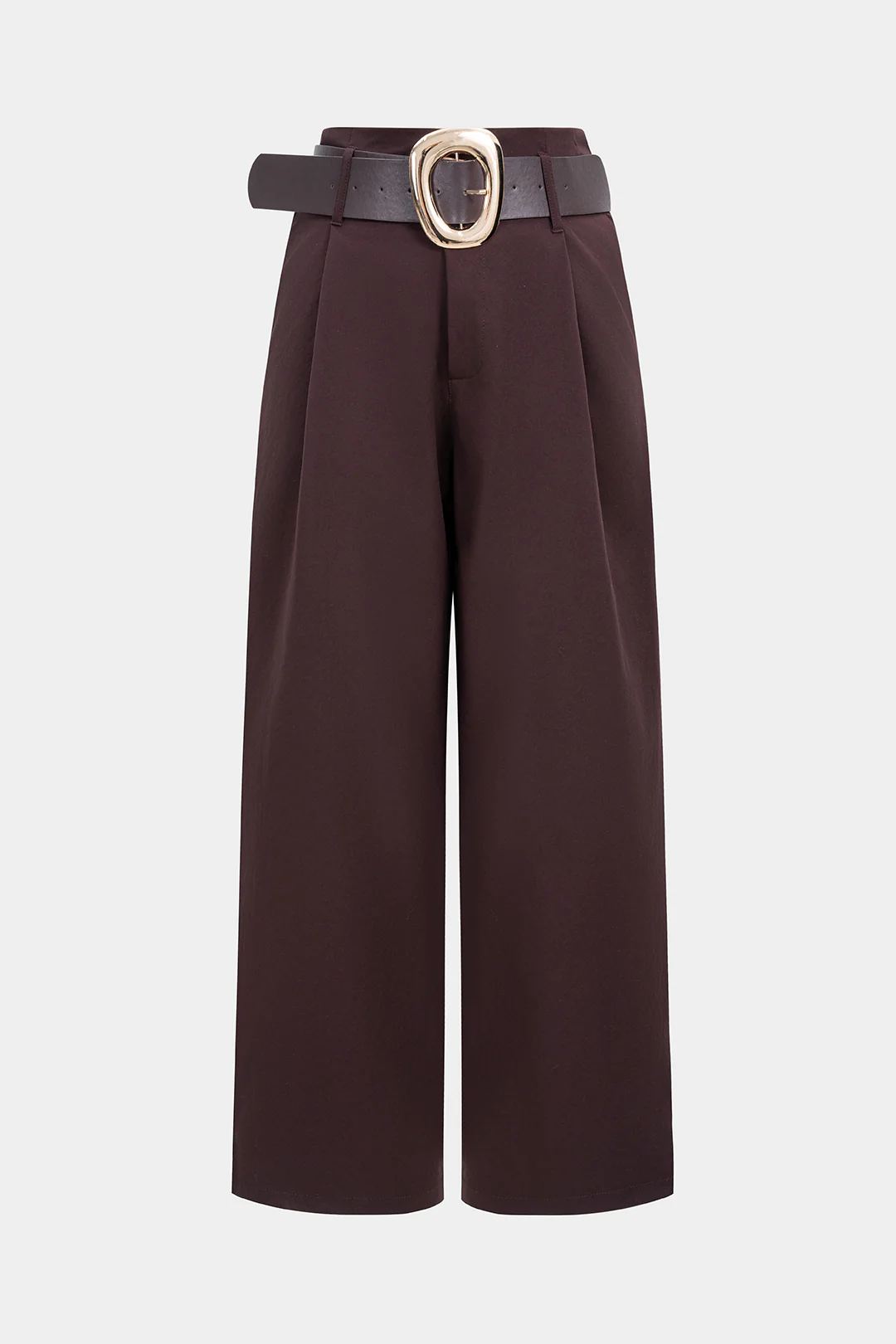 Ruched Belted Wide Leg Pants - Weenar