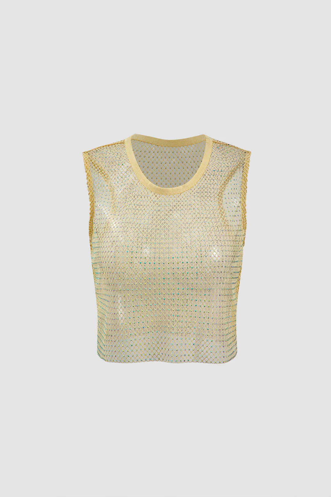 Crystal Decor Fishnet Tank Top - Weenar